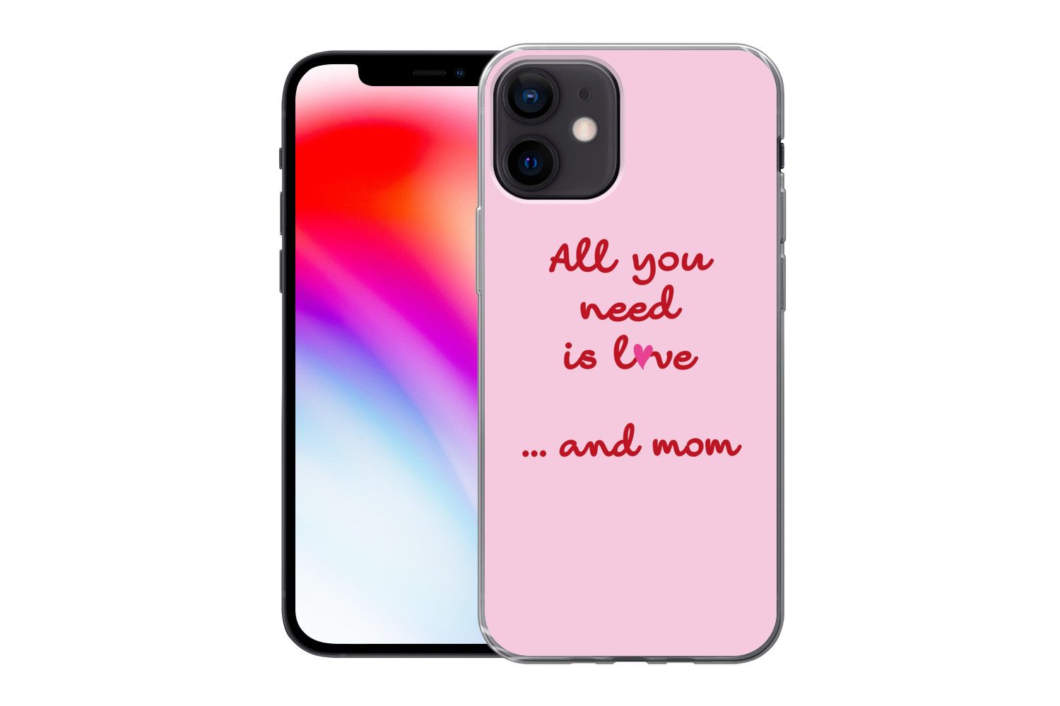 MuchoWow Handyhülle für Apple iPhone 12 Mutter - Liebe - Text - Rot, Smartphone-Bumper, Print, Handy Schutzhülle Dünn