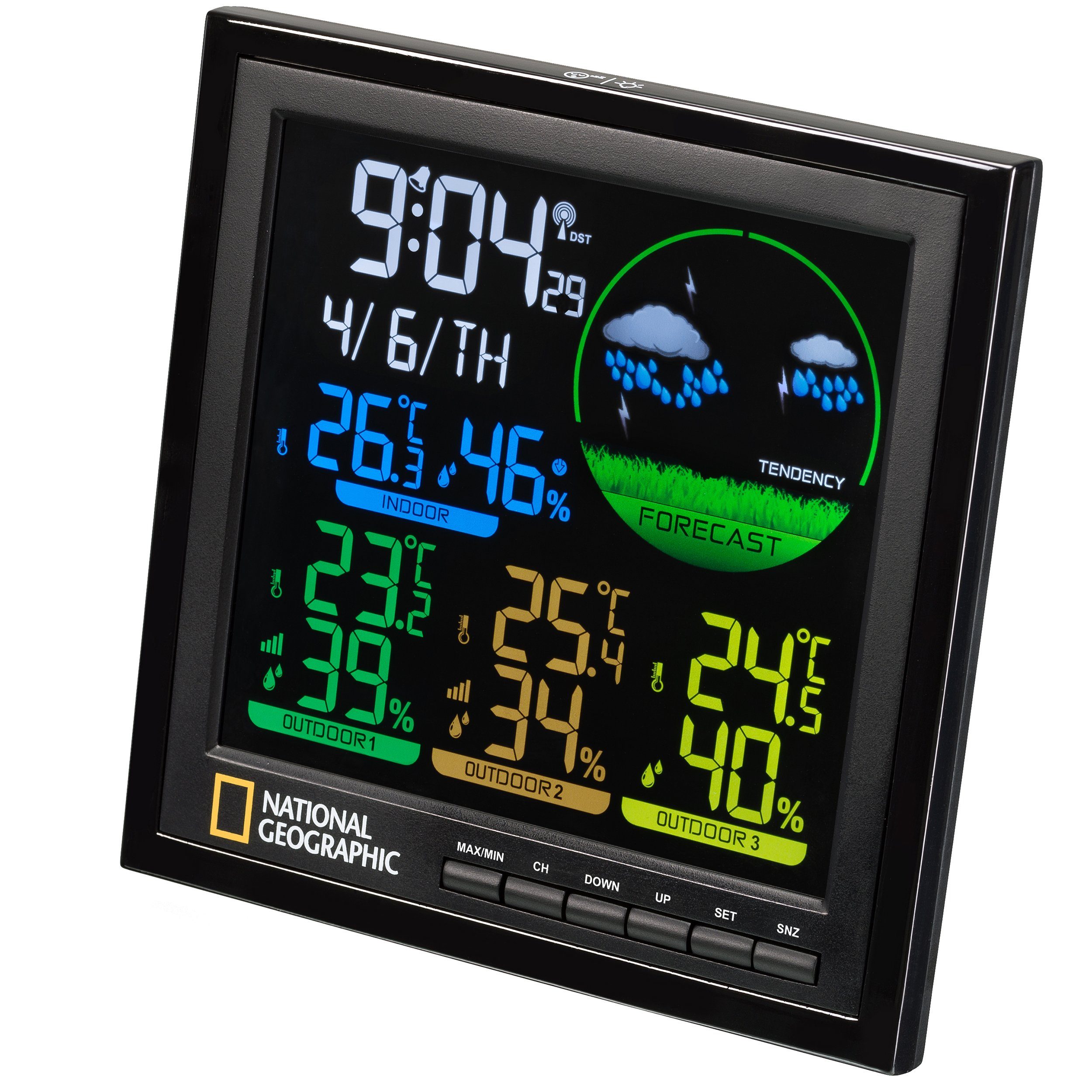 NATIONAL GEOGRAPHIC NATIONAL GEOGRAPHIC VA Farb-Wetterstation 4 Messbereiche, schwarz Wetterstation