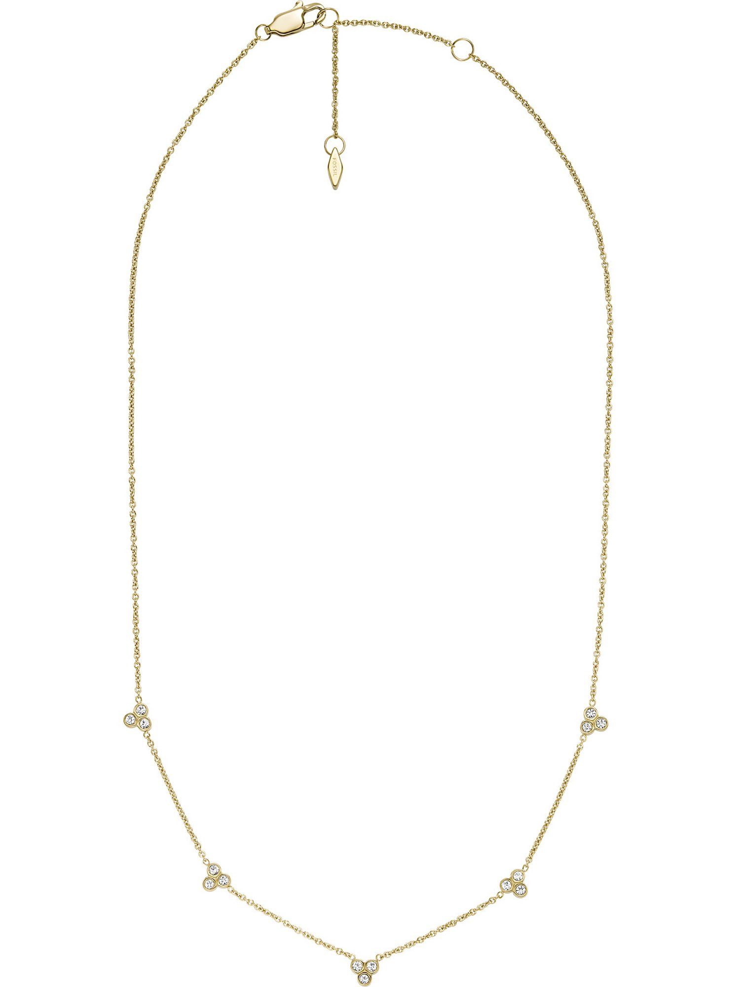 Collier Fossil Damen-Kette Edelstahl Glasstein