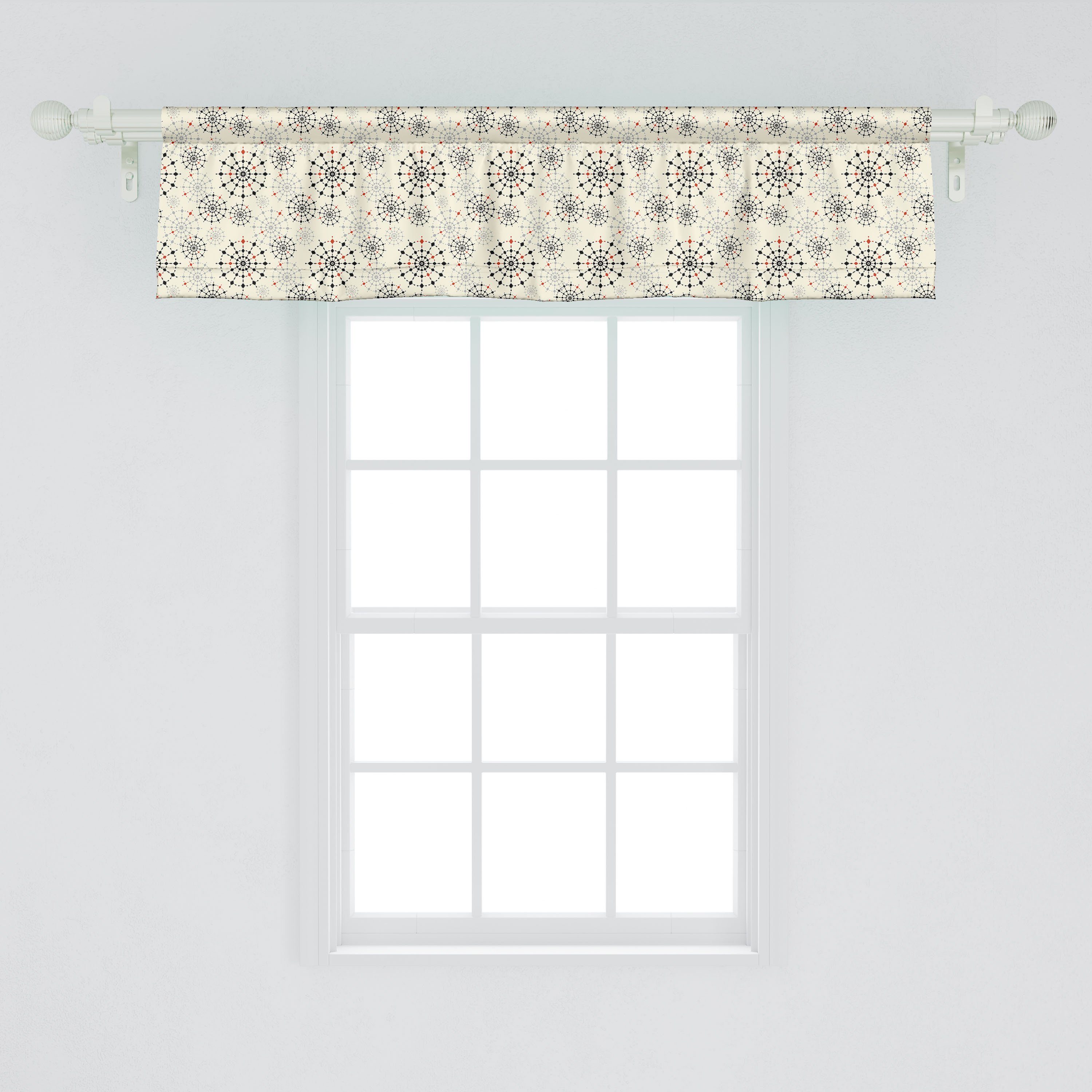 Stangentasche, Vorhang mit Küche für Schlafzimmer Bunt Abakuhaus, Dekor Scheibengardine Microfaser, Design Volant