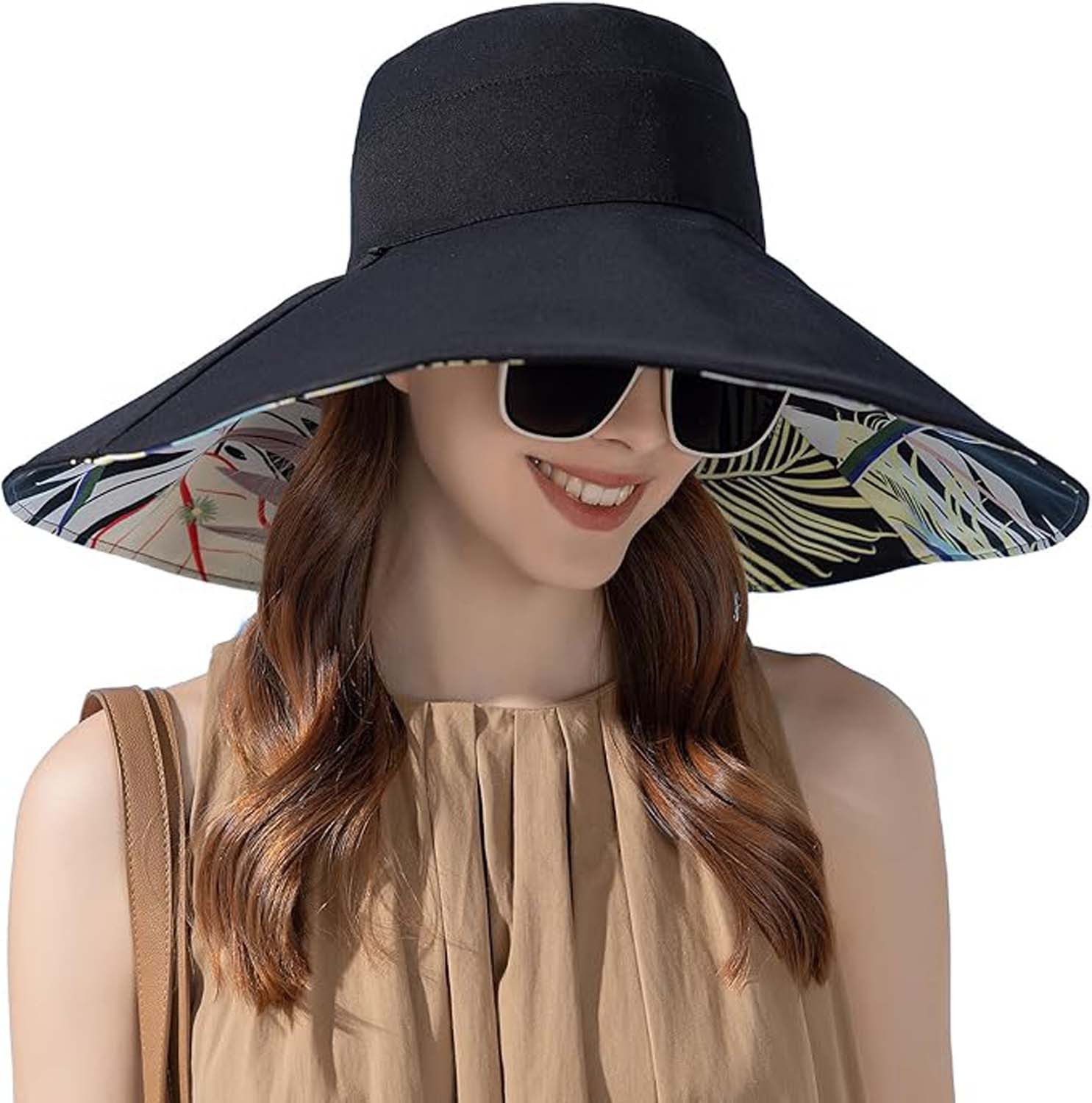 nsihing Sonnenhut Damen Sonnenhut Elegant UPF 50+ Breiter Krempe