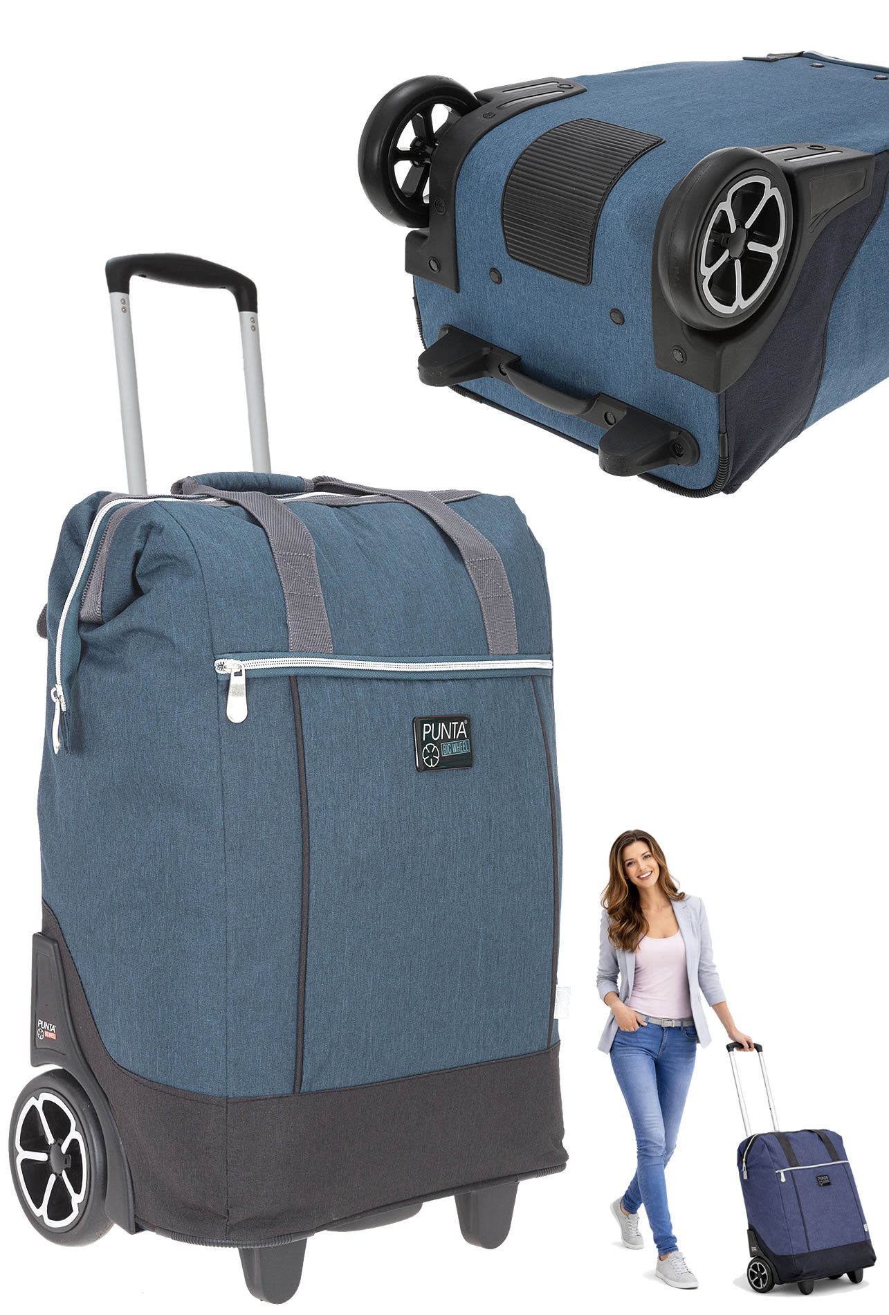 PUNTA Einkaufstrolley Big Wheel große Räder 40 Liter Einkaufsroller, Trolley Shopper Einkaufskorb Einkaufstrolly 10303 + Thermo Tasche