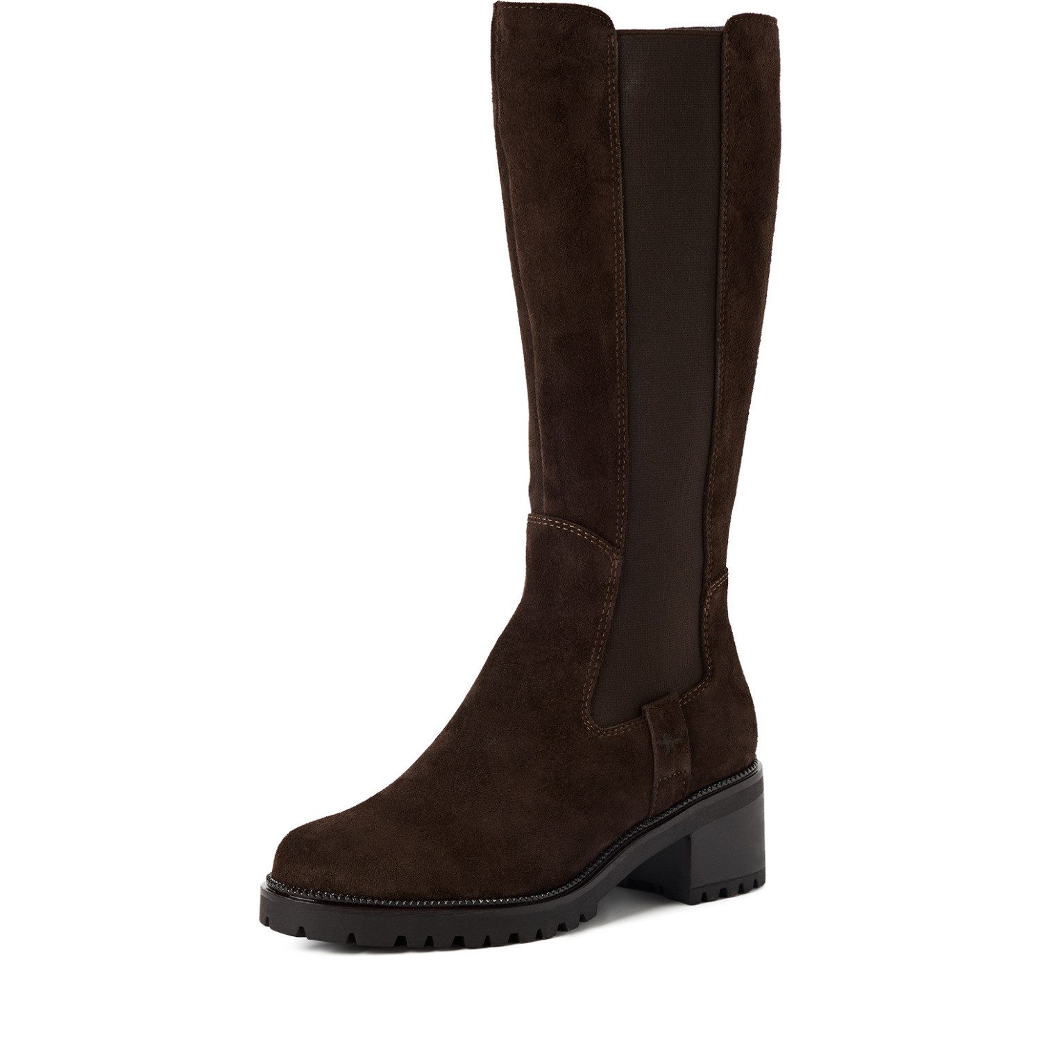 Tamaris Stiefel Blockabsatz, Langschaftstiefel, Businessstiefel mit T-Logoprägung