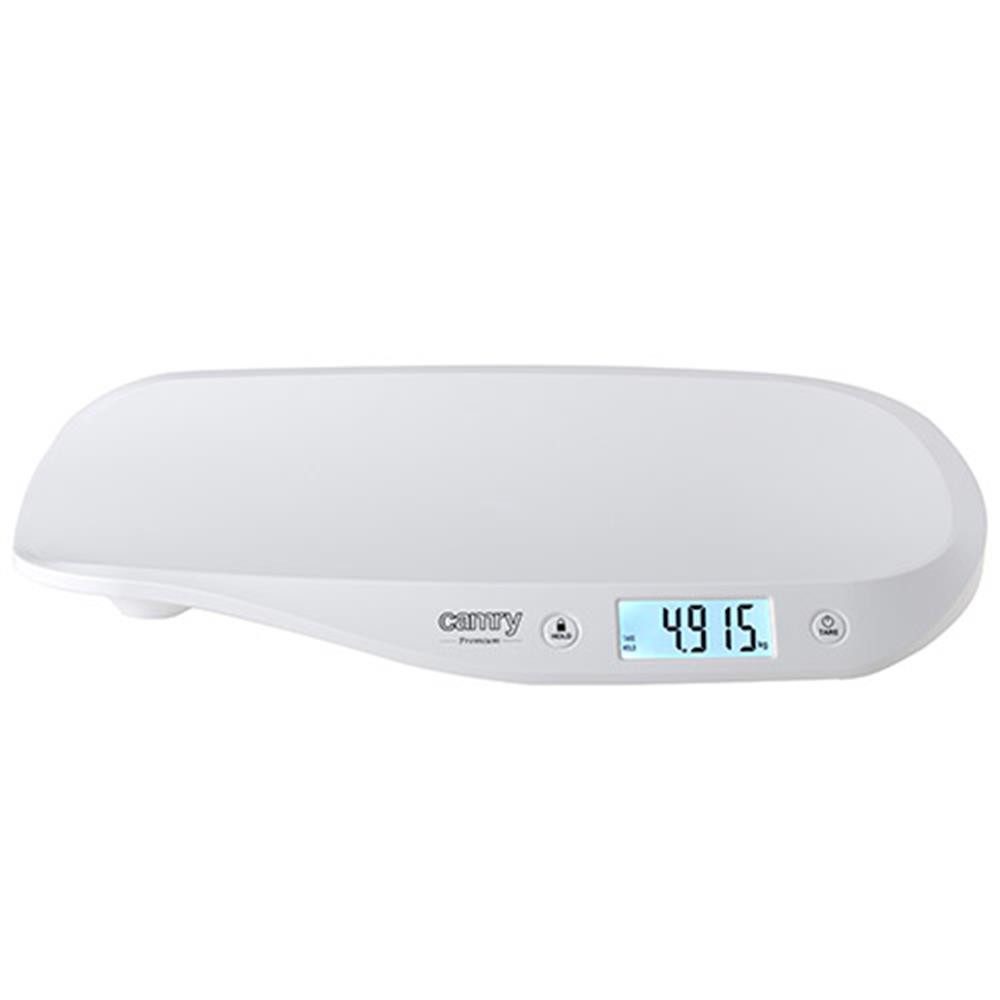 Camry Personenwaage CR 8185 Babywaage digital bis 20 kg, Säuglingswaage mit 5 g Teilung, Auto-HOLD, Tara, LCD-Display, 4 Sensoren, Baby Waage für Zuhause, weiß