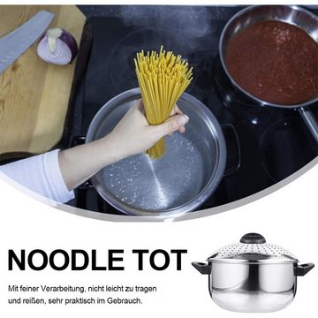 DOPWii Kochtopf Nudeltopf aus Edelstahl, zum Kochen von Nudeln, Brei und Suppe, 16 cm/24 cm