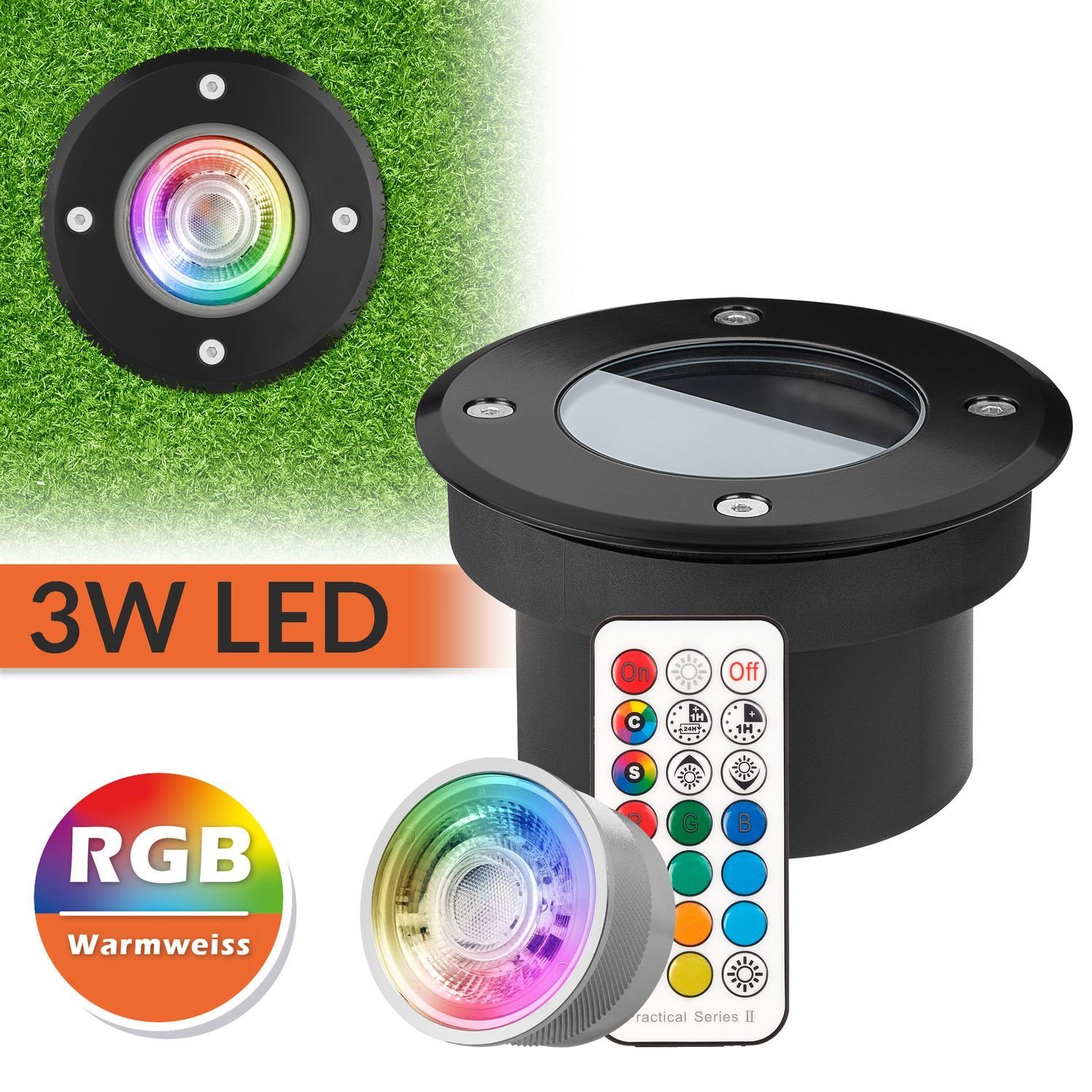 LEDANDO LED Einbaustrahler Flacher LED RGB Bodeneinbaustrahler mit tauschbarem RGB Leuchtmittel v