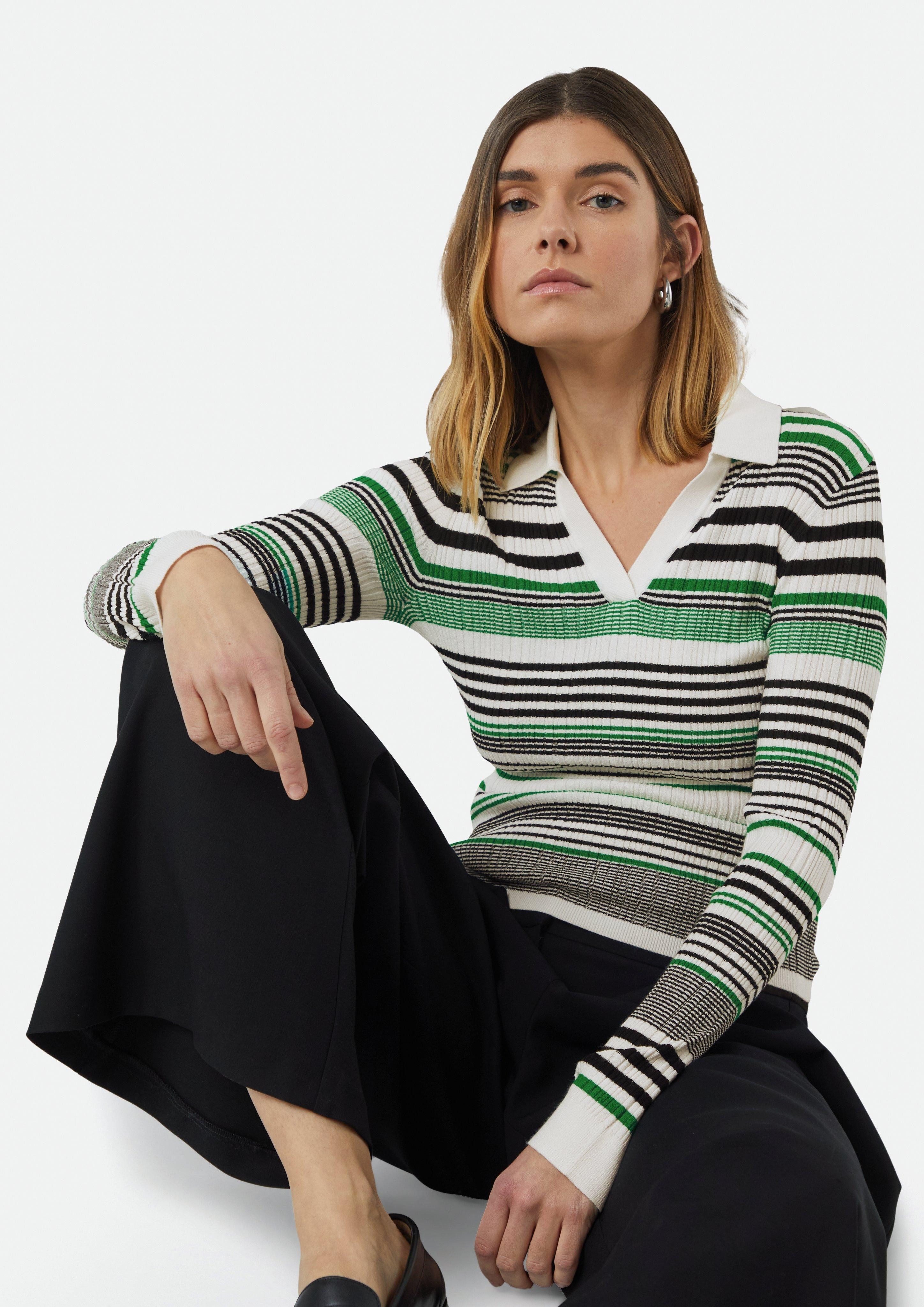 Comma Langarmshirt Elastischer Slim-Fit-Pullover mit Polokragen günstig online kaufen