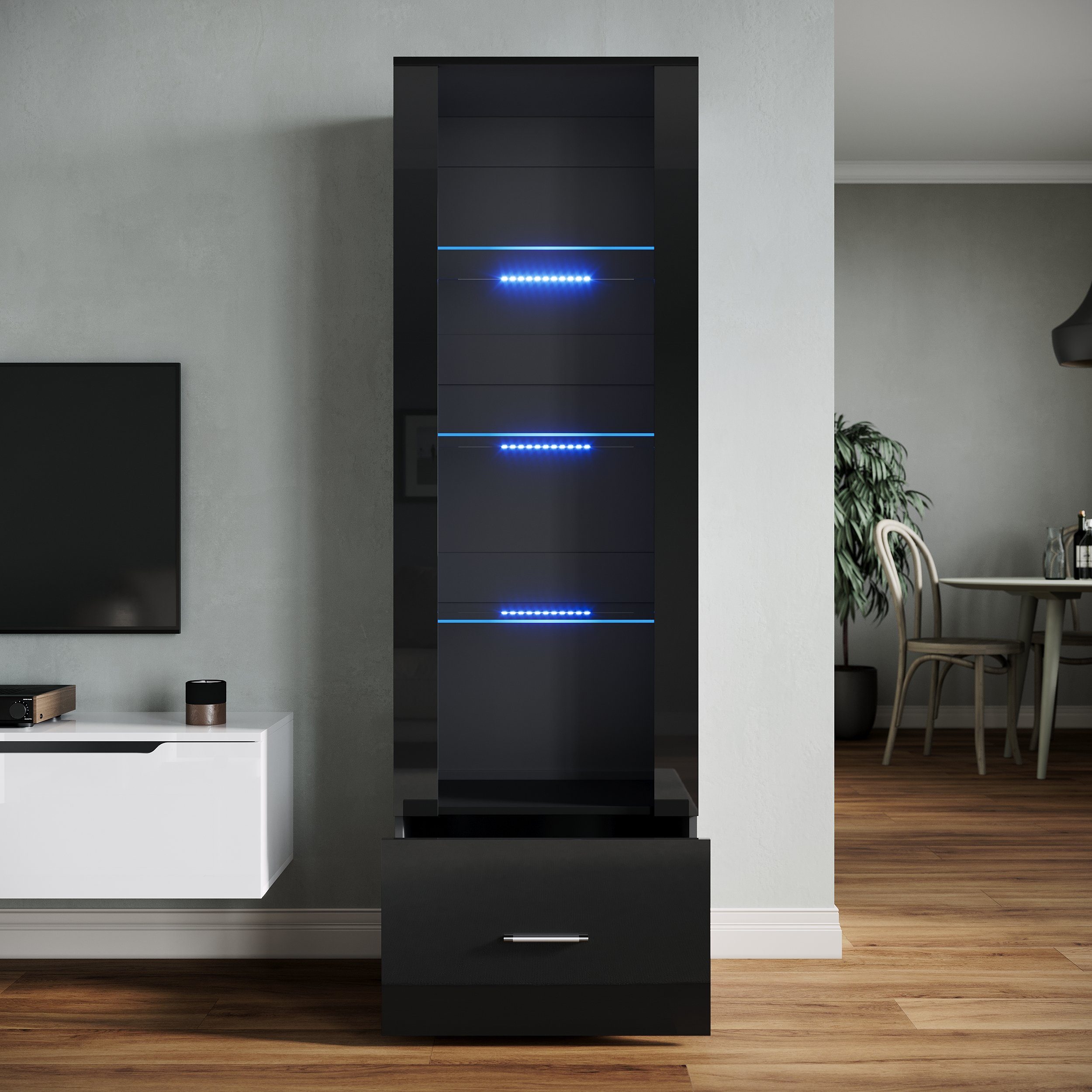 SONNI Vitrine Edle Vitrine mit LED-Äquivalenten, Bodenstehende Vitrinen günstig online kaufen