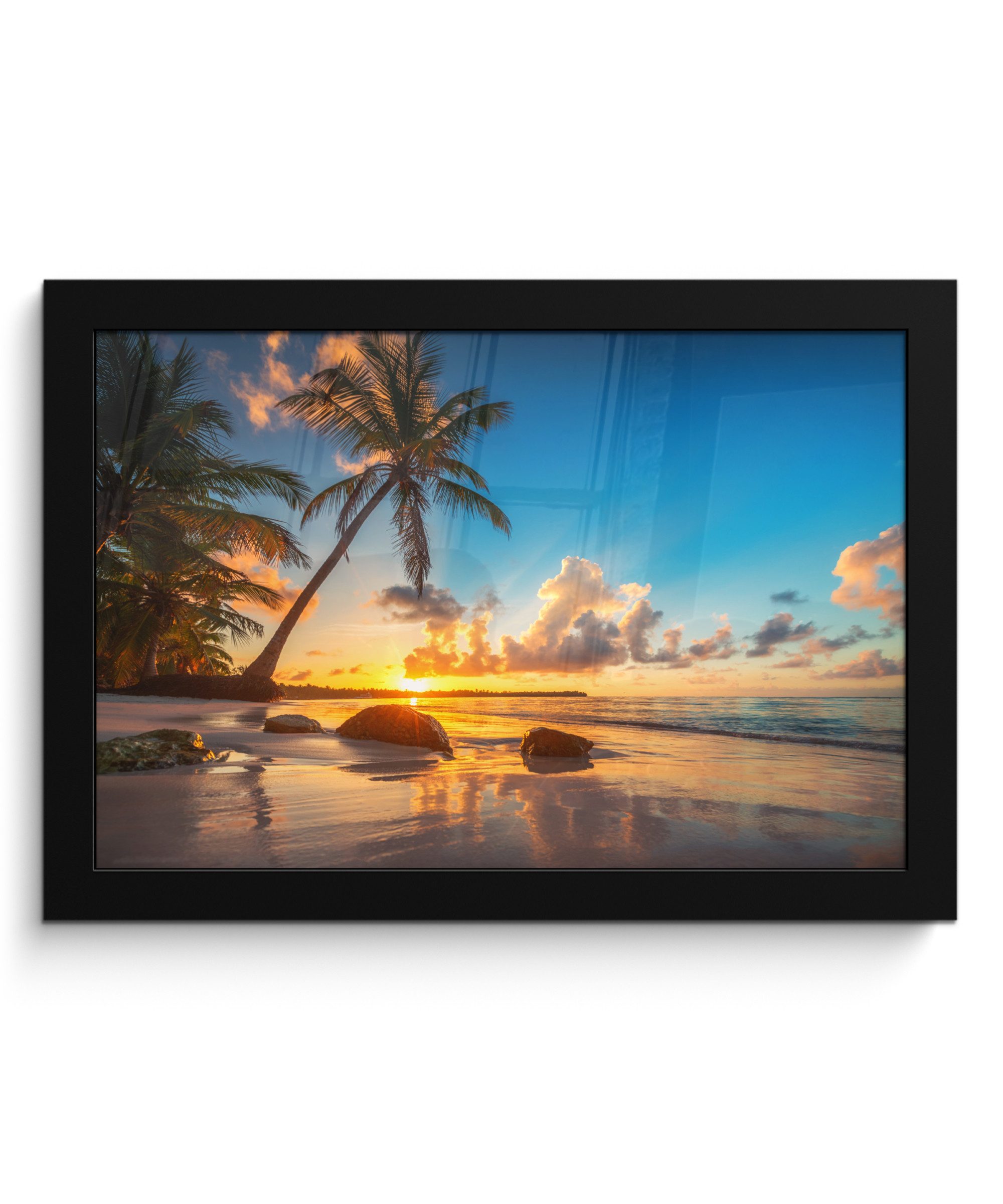 Poster Strand - Meer - Palme - Sonnenuntergang