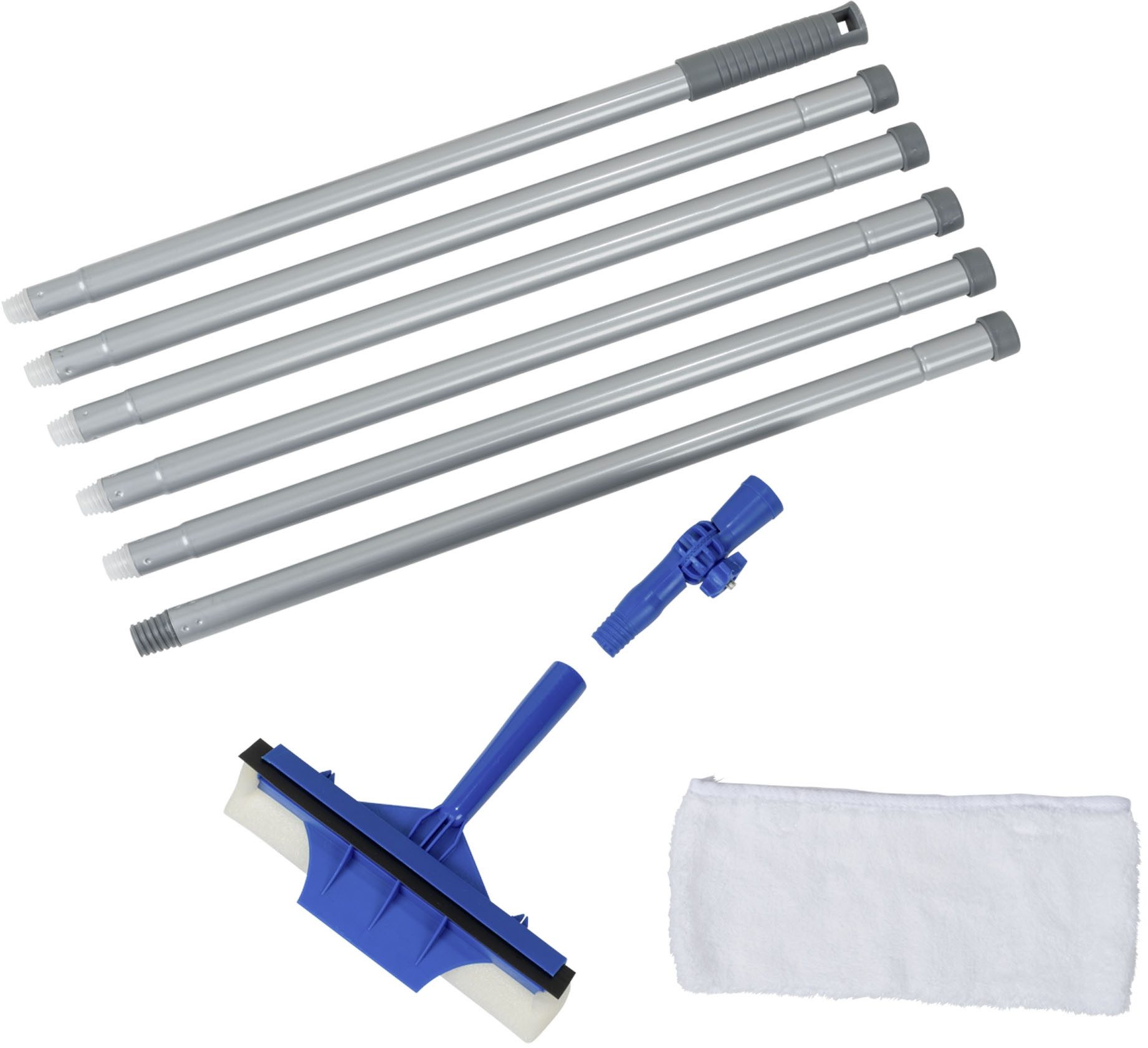 Maximex Fensterreiniger Fensterwischer extra-lang, Knickgelenk, verstellbarer Kopf, Mikrofaserbezug waschbar bei 30°C