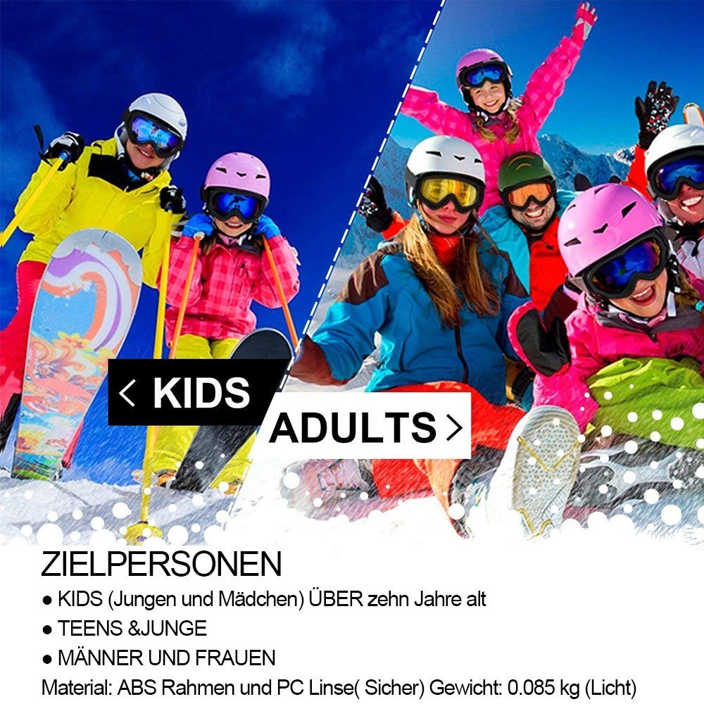 GelldG Skibrille Sportbrille Erwachsene Snowboardbrille Skibrille Herren Damen, für