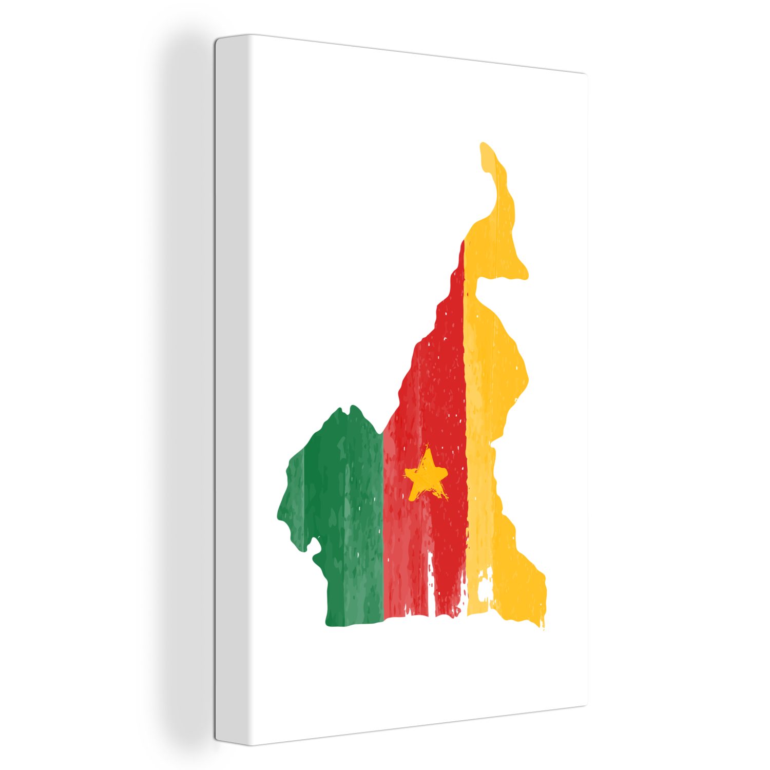 OneMillionCanvasses® Leinwandbild Kamerun - Karte - Flagge, (1 St), Leinwandbild fertig bespannt inkl. Zackenaufhänger, Gemälde, 20x30 cm
