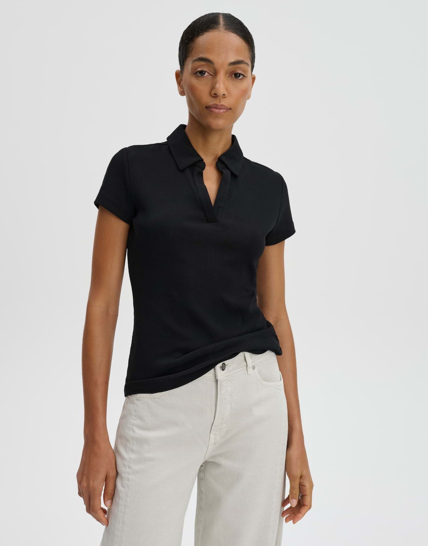 someday Kurzarmshirt Kleoh Polo aus Jersey mit Polokragen Mit Polokragen und softer Rippenstruktur
