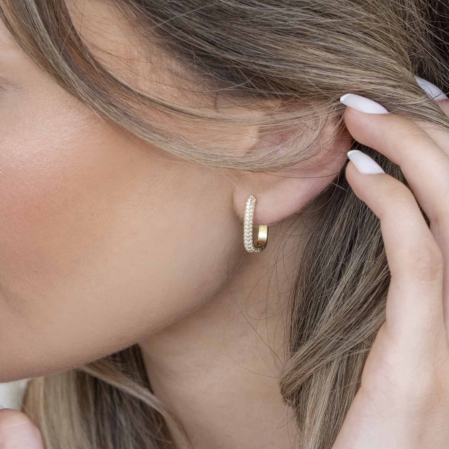 Materia Paar Creolen Klappcreolen Gelbgold mit Zirkonia eckig SO-482, 925 S günstig online kaufen