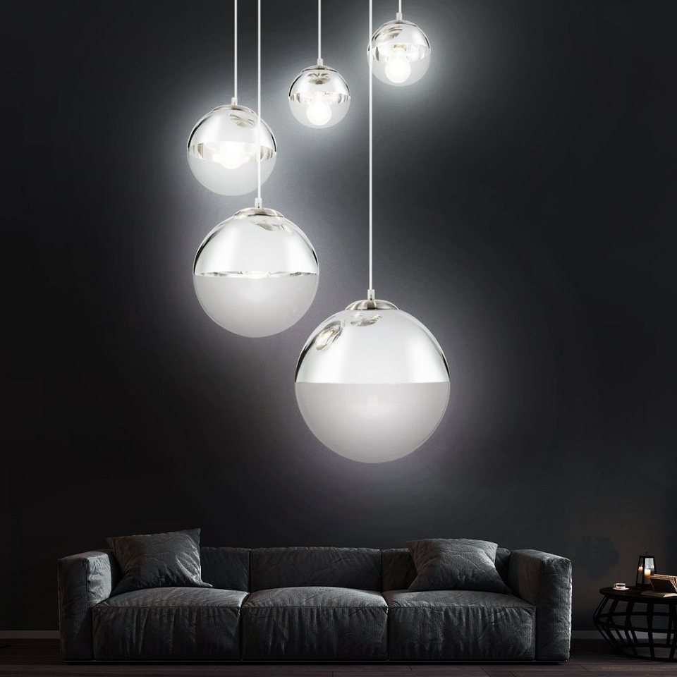 LED Design Decken Pendel Leuchte geschwungen Wohn Ess Zimmer Chrom Hänge Lampe 