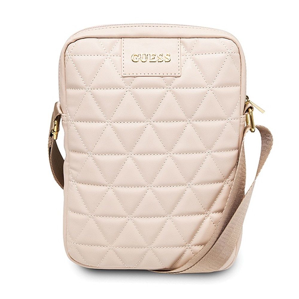 Guess Tablettasche Schultertasche Notebooktasche Modetasche (Spar-Set, 1-tlg., 27 x 20 x 5 cm gesteppt), gesteppte Optik, goldfarbene Beschläge, Außentasche