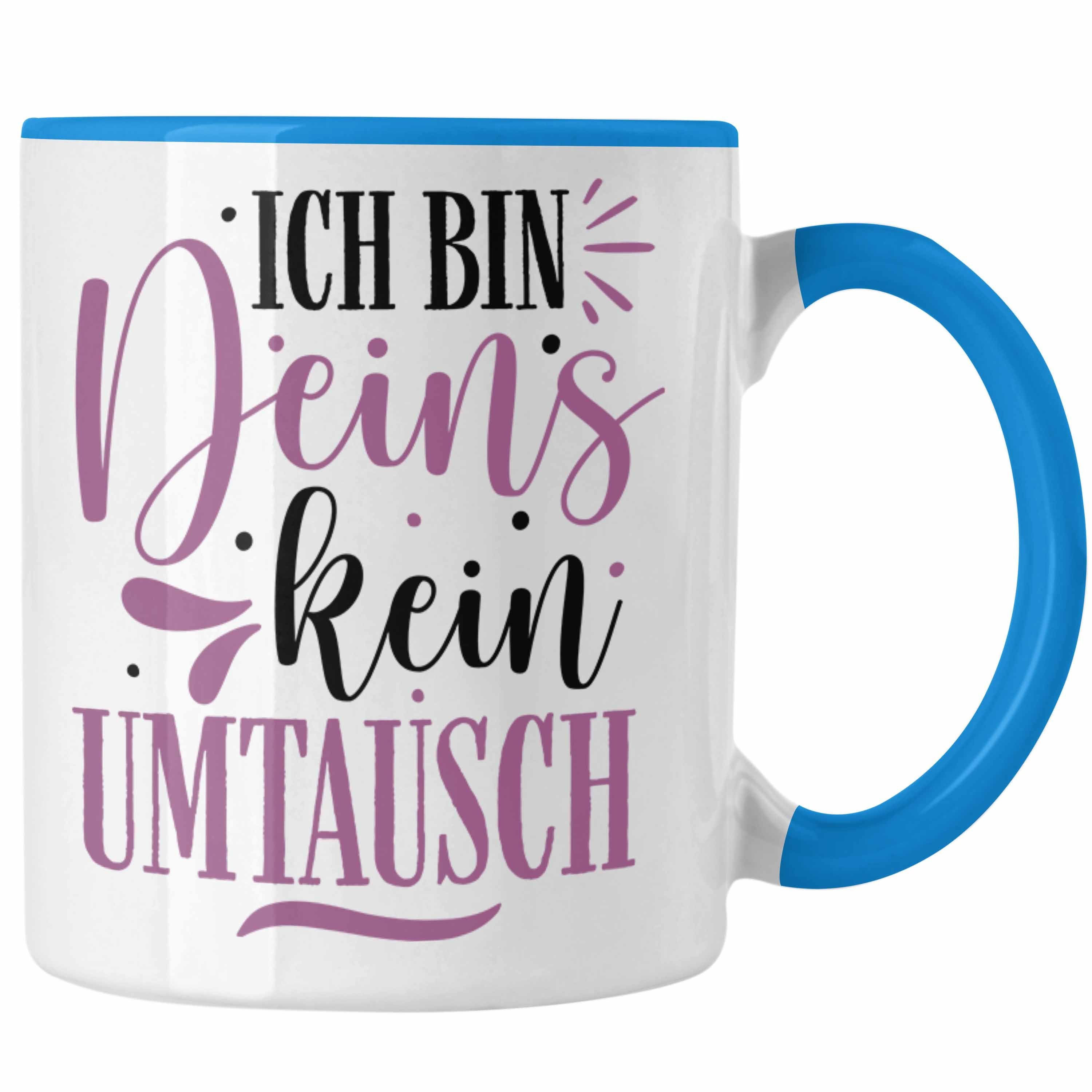 Trendation Tasse Trendation - Tasse für Freund Geschenk mit Sprüchen Valentinstag Kaffeetasse Spruch Ich Bin Deins Blau