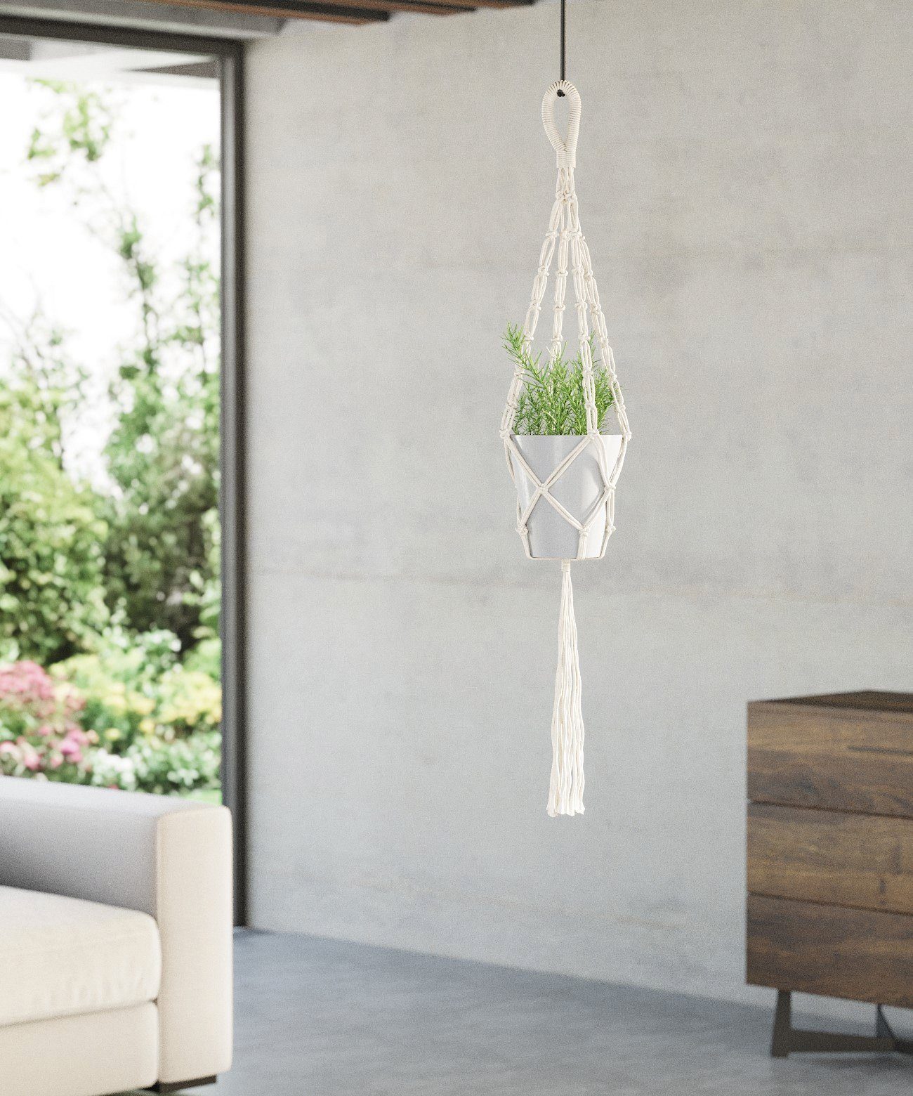 tegawo Blumenampel Makramee 100% Baumwolle, handgefertigt