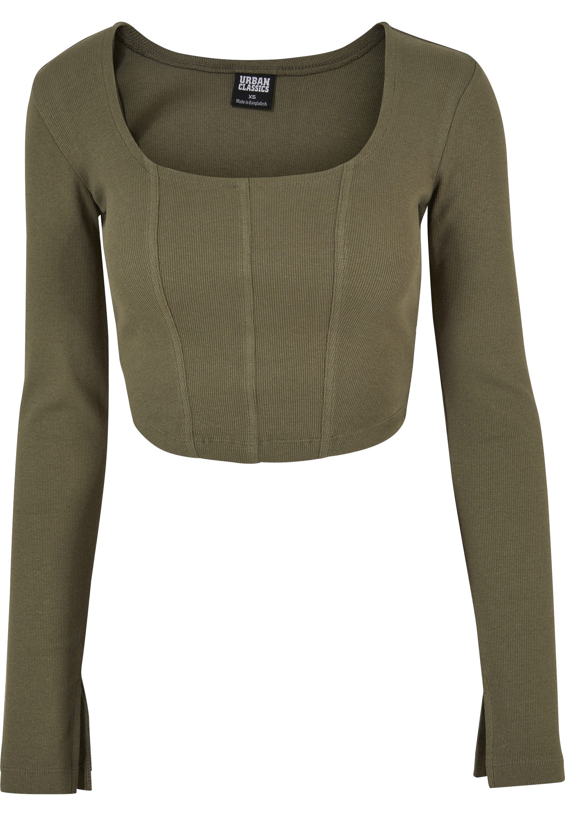 Langarmshirt Urban Classics Damen Ladies Short Rib Corsage Longsleeve
