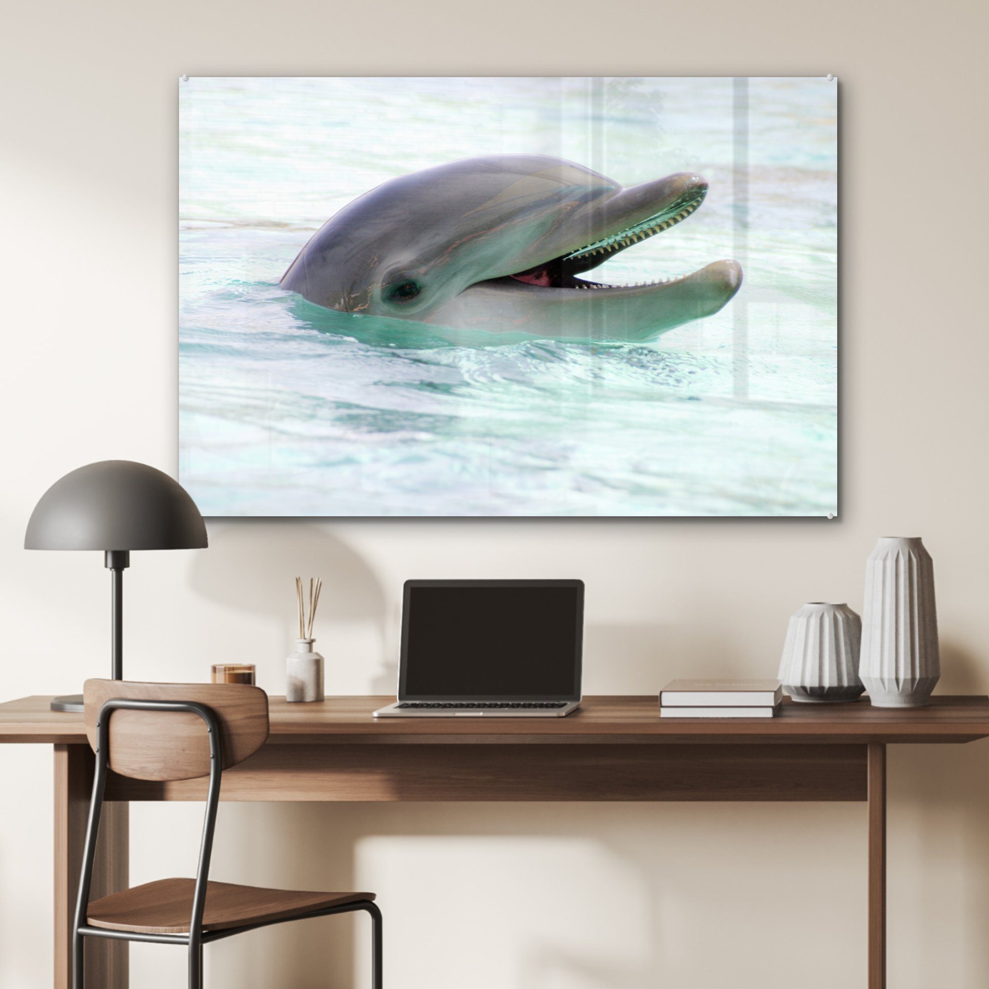MuchoWow Acrylglasbild Delfin Meer, St), (1 Acrylglasbilder & Wasser - Wohnzimmer - Schlafzimmer
