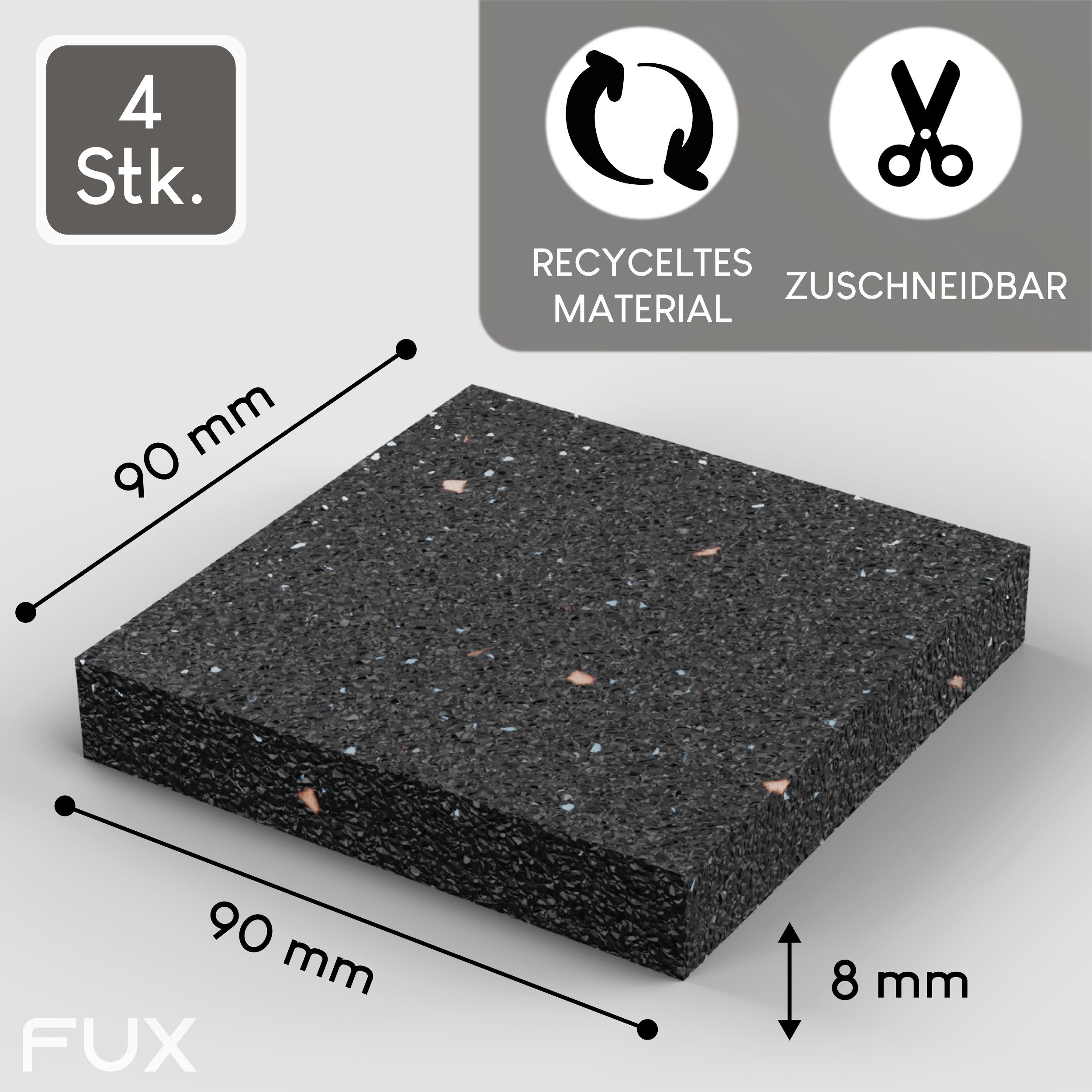 FUX Vibrationsdämpfer Schwingungsdämpfer für Waschmaschine oder Trockner, (Anti-Rutsch Unterlage, 4-St., 4 Stk), Anti-Rutsch, Anti-Vibration