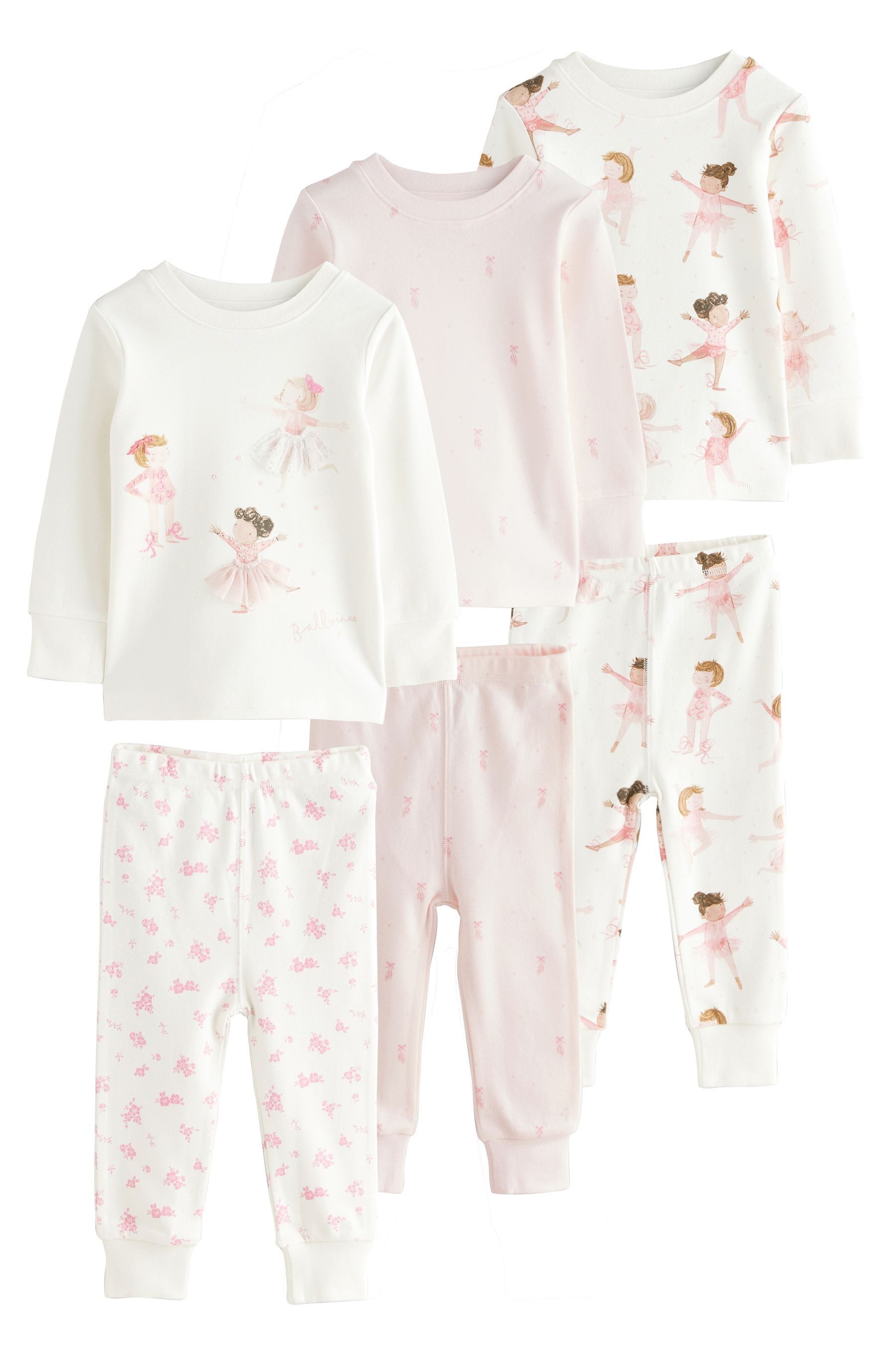 Next Pyjama Ballerina-Schlafanzug aus Baumwolle, 3er-Pack (6 tlg)