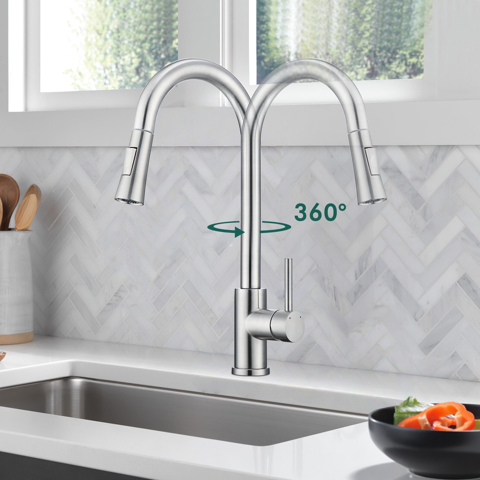 WOOHSE Spültischarmatur Niederdruck 360° Drehbare Wasserhahn günstig online kaufen
