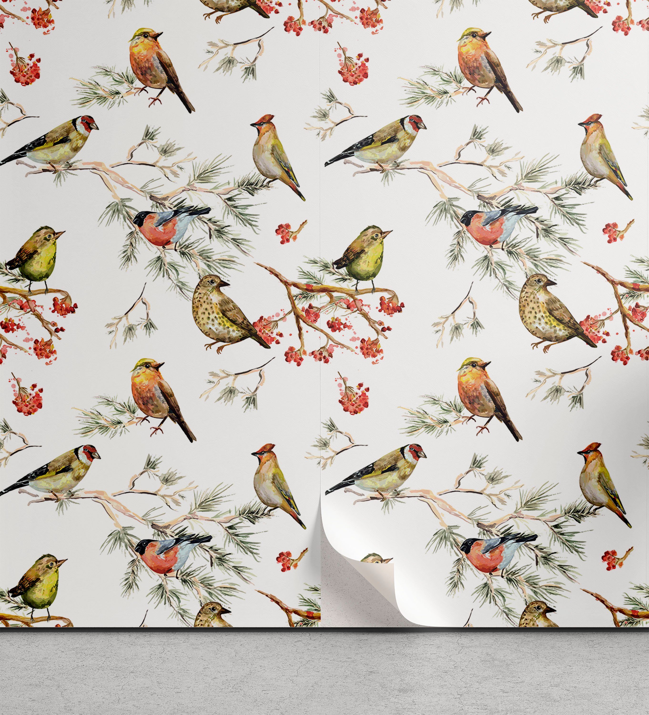 Abakuhaus Vinyltapete selbstklebendes Wohnzimmer Küchenakzent, Tier Bunte Waldvögel
