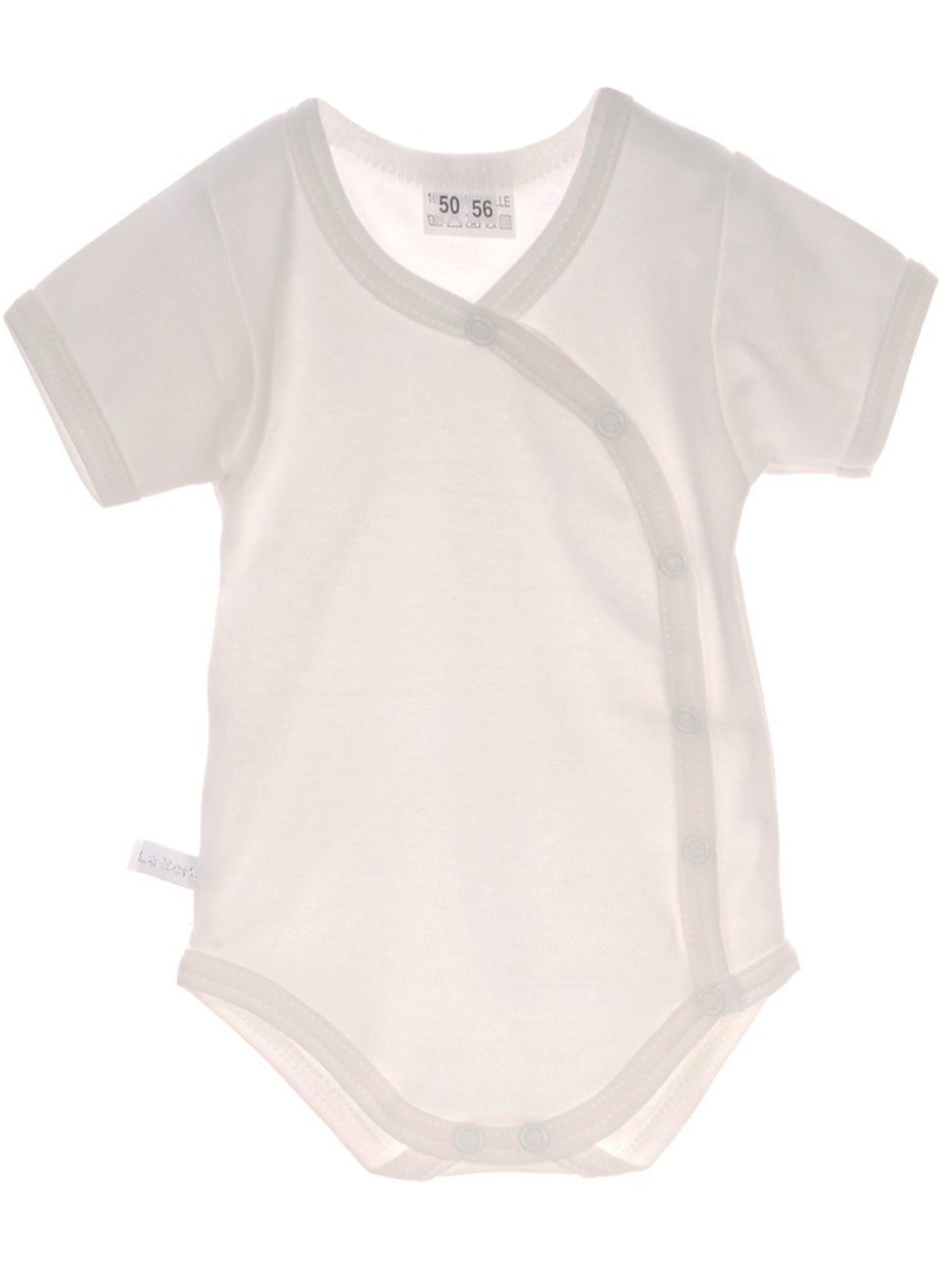 La Bortini Body Baby Kurzarmbody Wickelbody in Creme ecry kurzarm aus reiner Baumwolle, 44 50 56 62 68 74 80 86 92 98 104 110