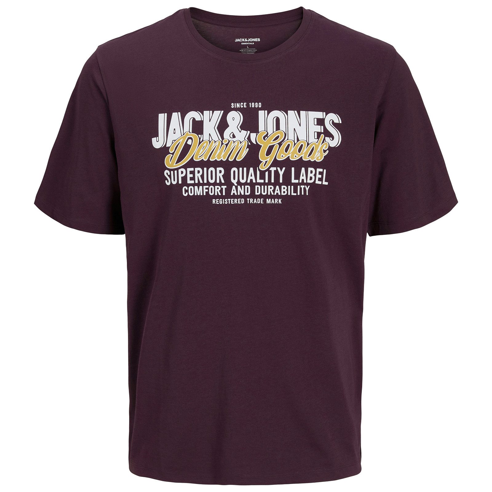 Jack & Jones Rundhalsshirt Jack&Jones T-Shirt Übergröße pflaume Logoprint günstig online kaufen