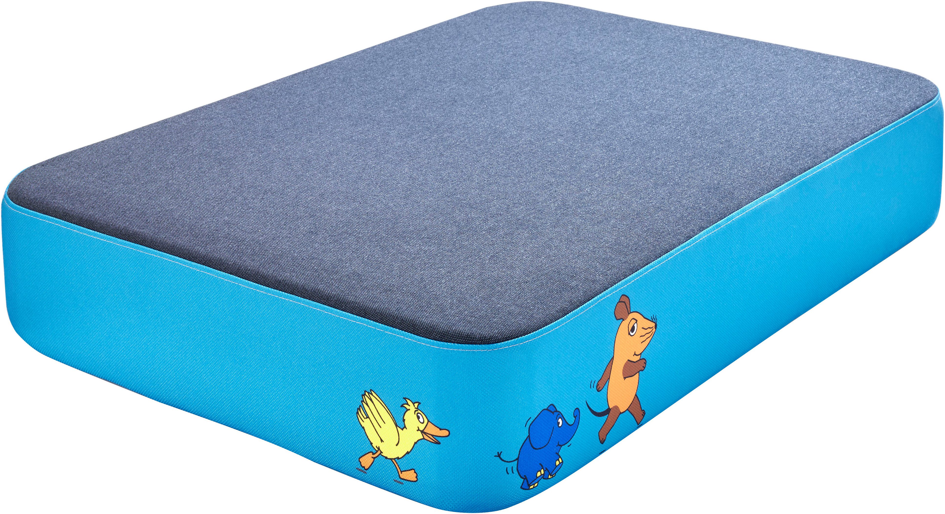 Hipp-Hopp - das Hüpfpolster Weichbodenmatte Hüpfpolster S blau, Die Maus, Wettrennen, Hüpfmatte; 97x70x17 cm; Made in Germany