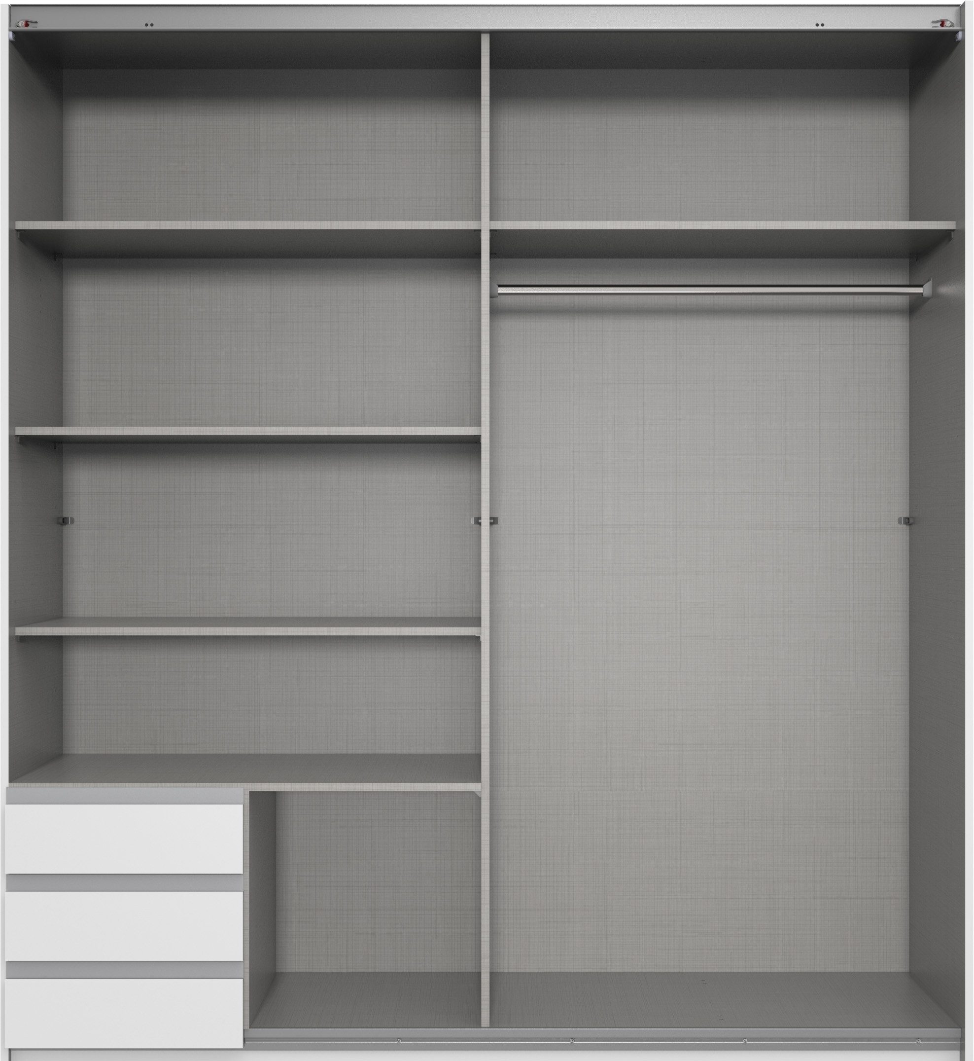 Wimex Schwebetürenschrank 3 Schübe, GRAPHIT + SAHARAGRAU - 179x198x65cm (BxHxT)