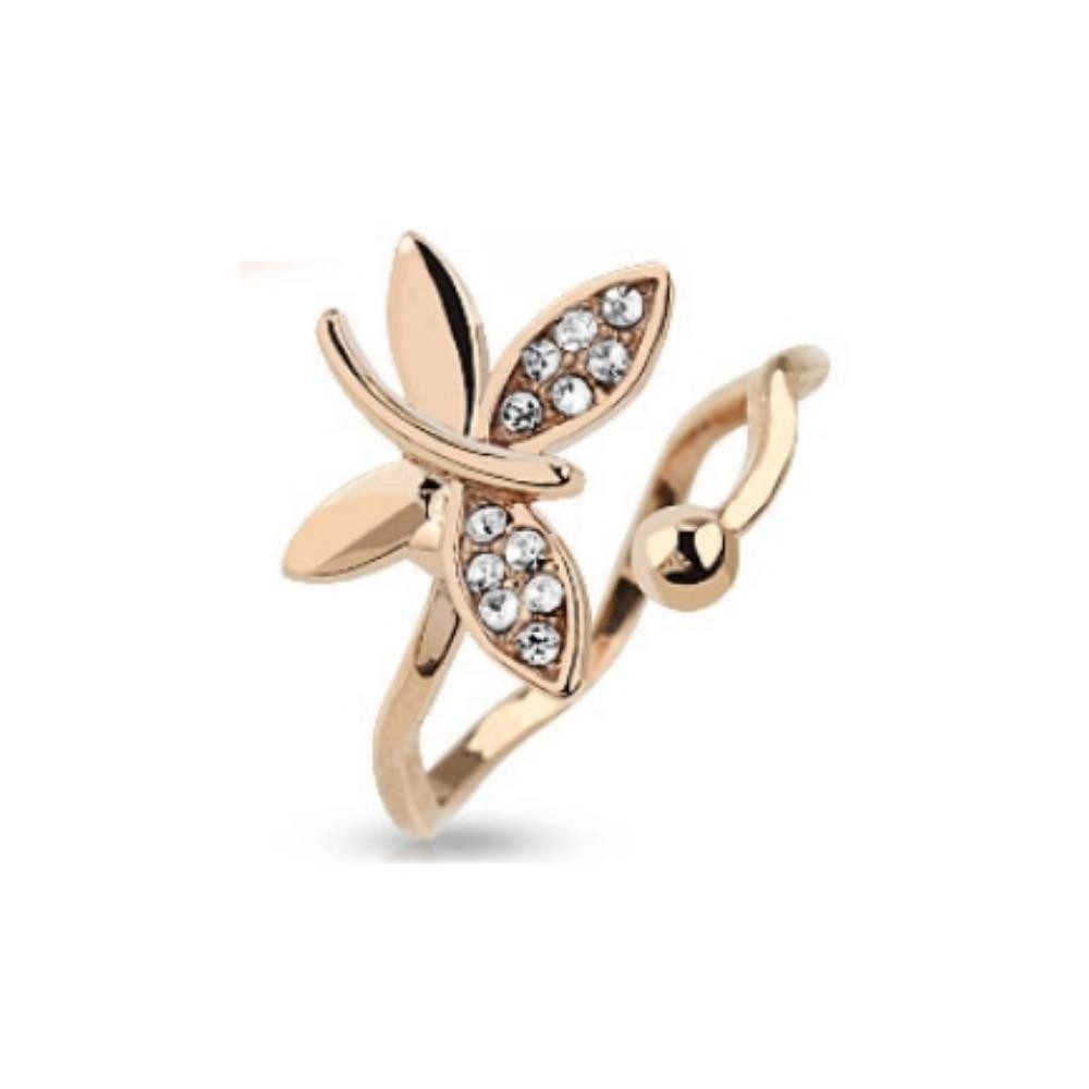 BUNGSA Zehenring Zehenring Schmetterling Rosegold aus Messing Unisex, Zehring Toering