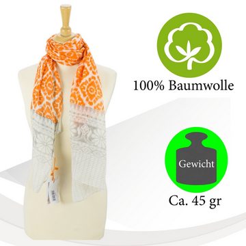 Sunsa Modeschal Damen Sommer/ Frühling Schal Tuch. Baumwolle Halstuch. Schalmode mit Blumen Aufdruck, modern bohemian Design. gemustert