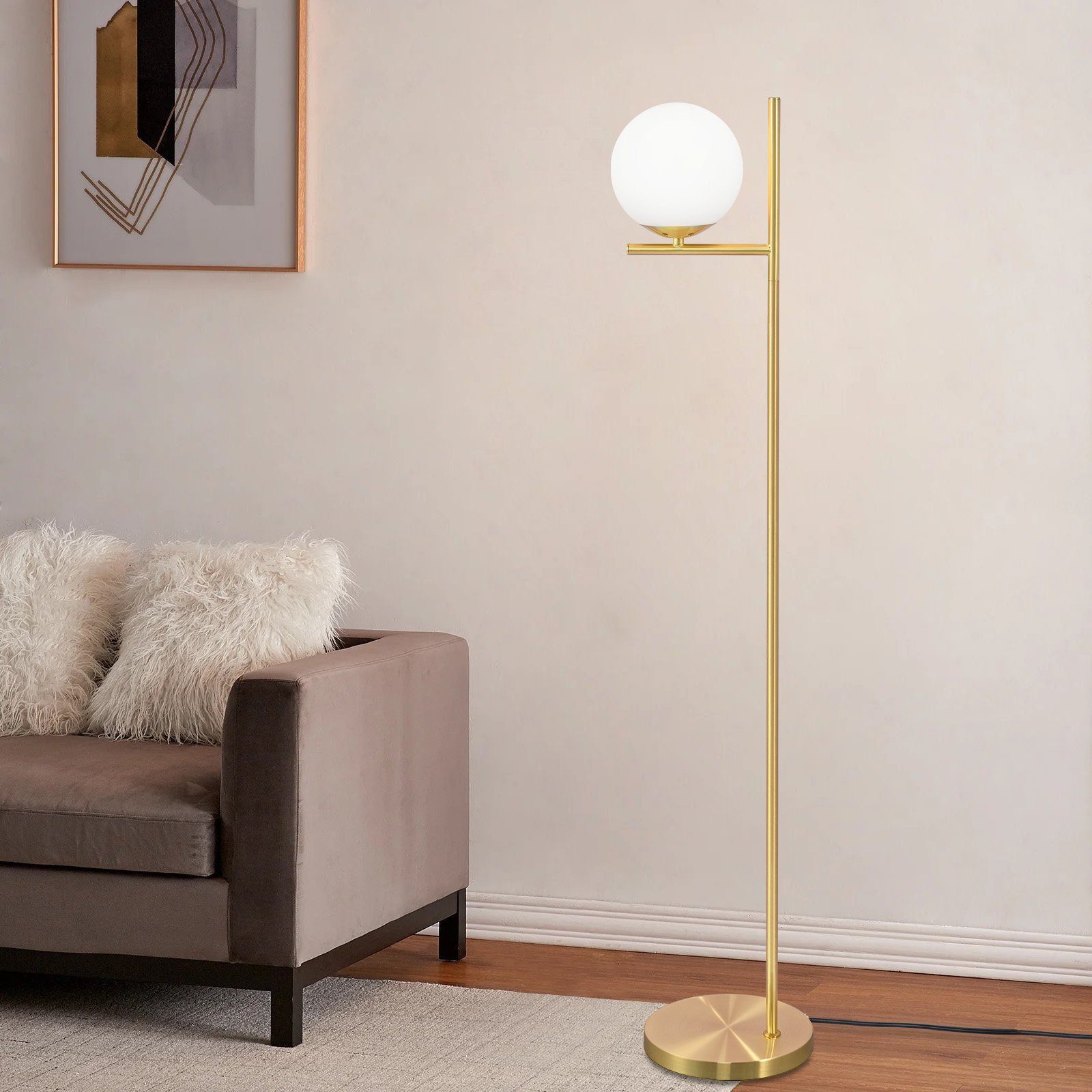 Nettlife Stehlampe Vintage Wohnzimmer Gold Glas günstig online kaufen