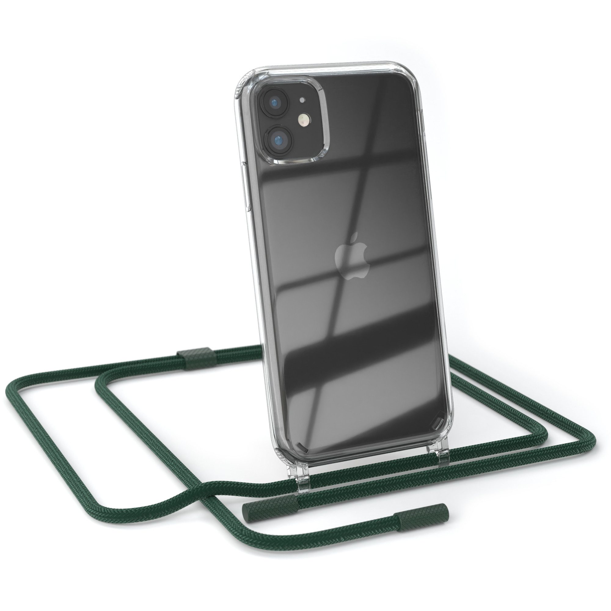 EAZY CASE Handykette Silikon Kette Unifarbe für Apple iPhone 11 6,1 Zoll, Handykette zum Umhängen Slim Phone Chain Festivalbag Smartphone Grün