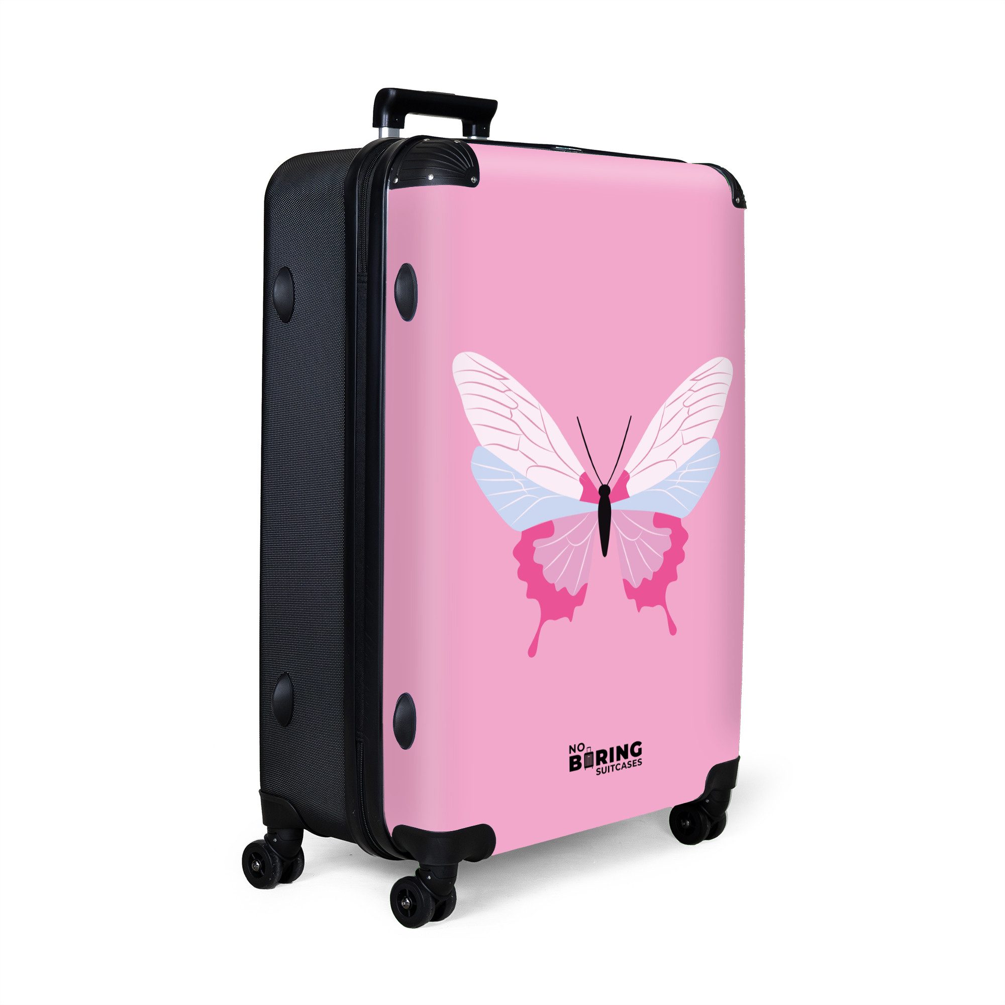 NoBoringSuitcases.com© Hartschalen-Trolley Rosa mit Schmetterling 77 günstig online kaufen