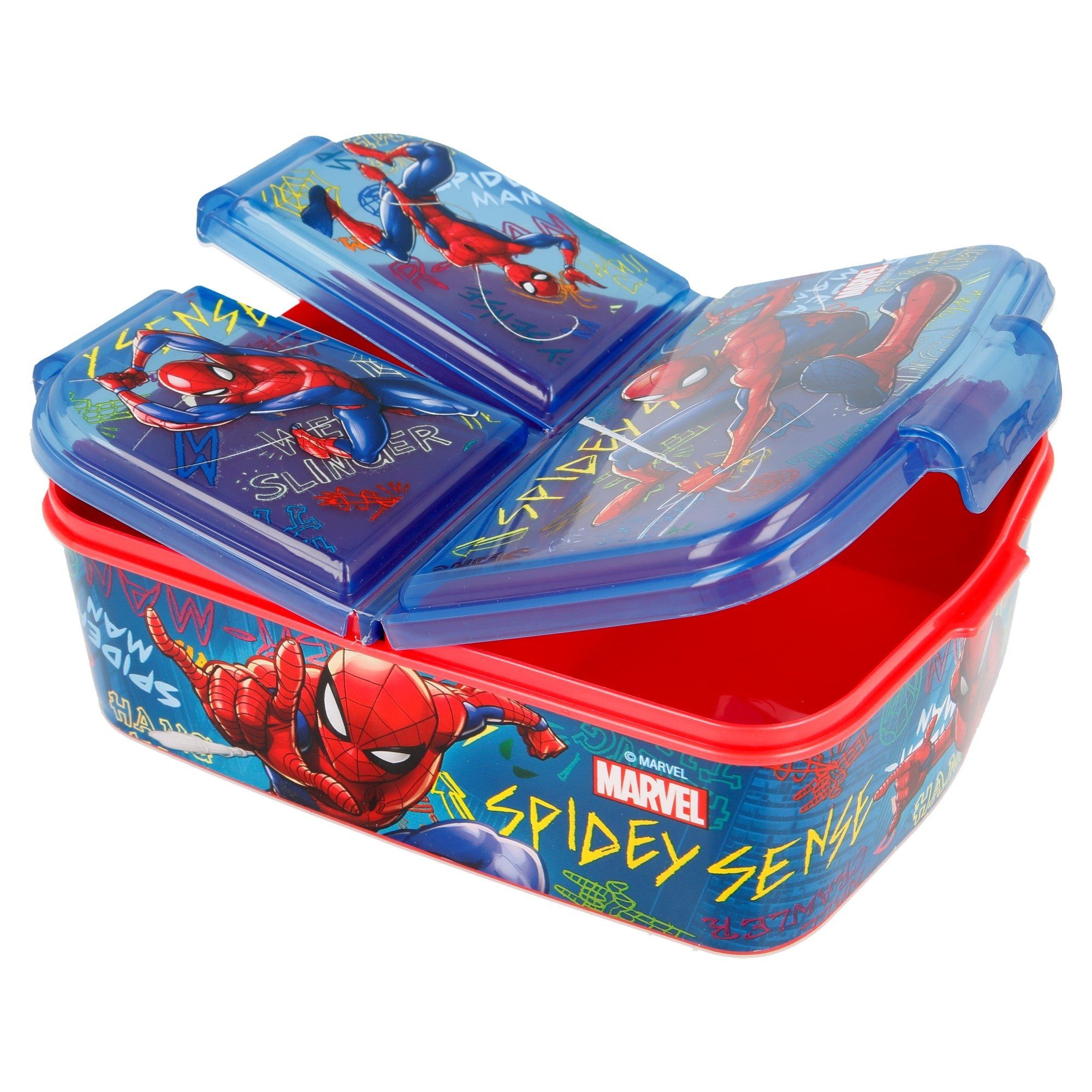 Spiderman Lunchbox Marvel, Kunststoff, mit 3-Fach-Unterteilung BPA Brotdose frei Kinder