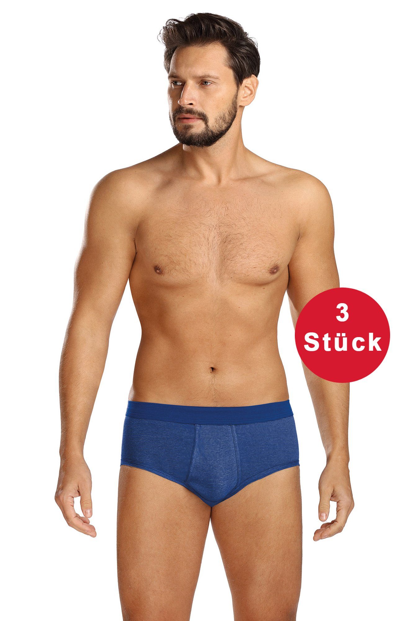 Comte Slip (Set, 3-St., 3er-Pack) Herren Slips Sportslips 3er-Pack mit Eingriff Feinripp Ringel