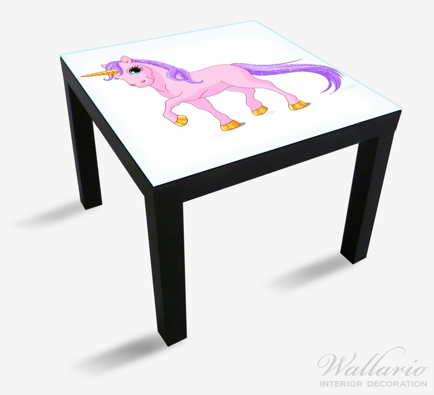 Wallario Einhorn Lack für in (1 rosa Tischplatte Schweif St), lila in Ikea geeignet Tisch mit