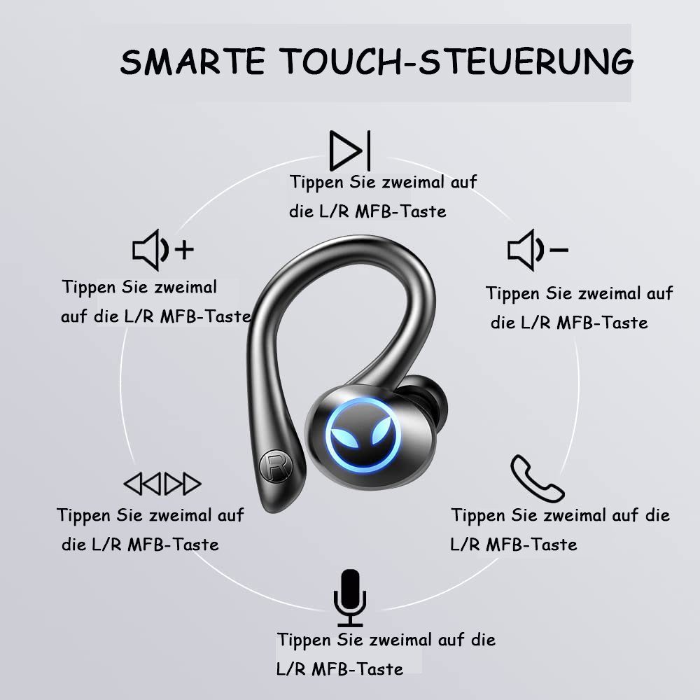 Kopfhörer Sport, Bluetooth GelldG 5.1 Assistant, Ear Kabellos Bluetooth-Kopfhörer Stereo) Kopfhörer Bluetooth, In Bluetooth (Bluetooth, Voice