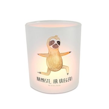 Mr. & Mrs. Panda Windlicht Faultier Yoga - Transparent - Geschenk, Faultier Geschenk, Entspannun (1 St), Stimmungsvolle Beleuchtung