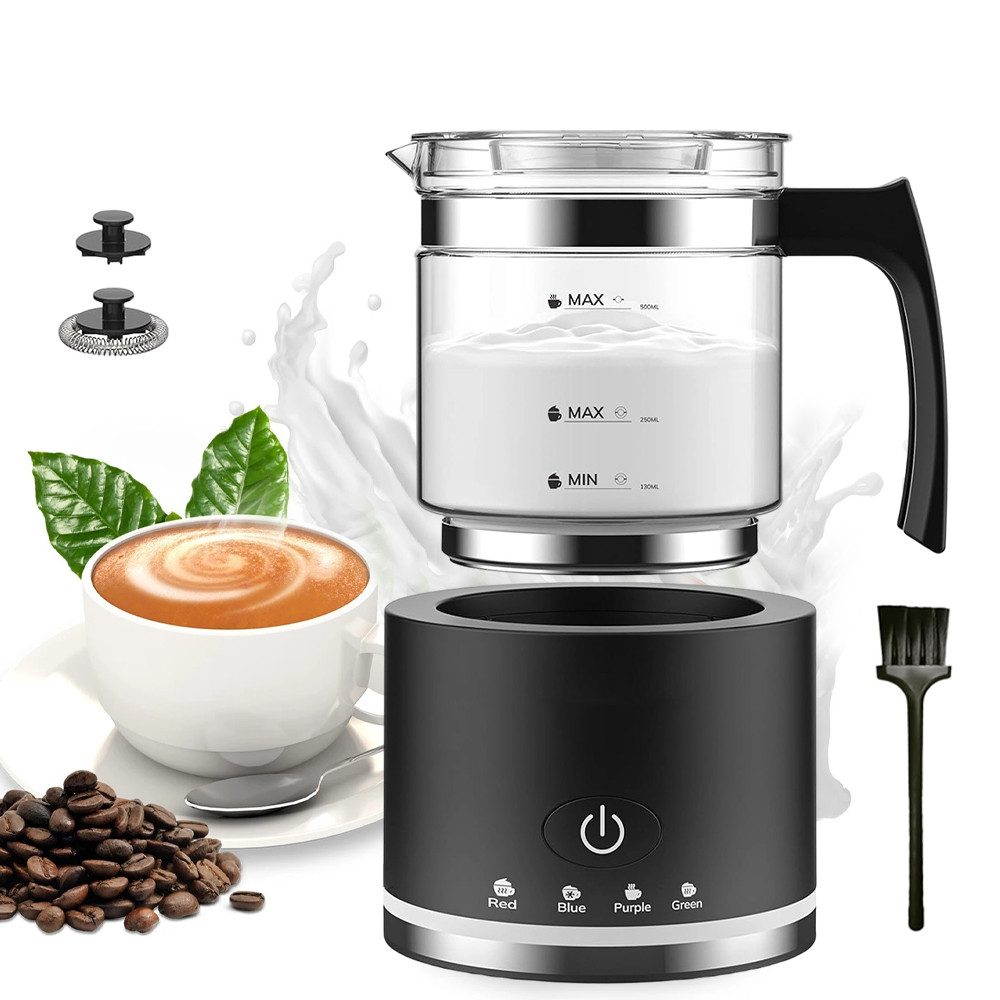 AKKEE Milchaufschäumer Elektrisch, 4 in 1 Milchschäumer für Heißer und Kalter, 500ml, 600 W