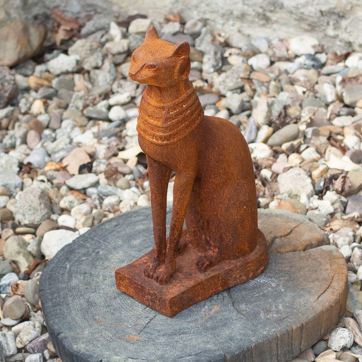 Antikas Gartenfigur Ägyptische Katzen- Skulptur, Bastet, Katzenfigur aus Gusseisen, wie
