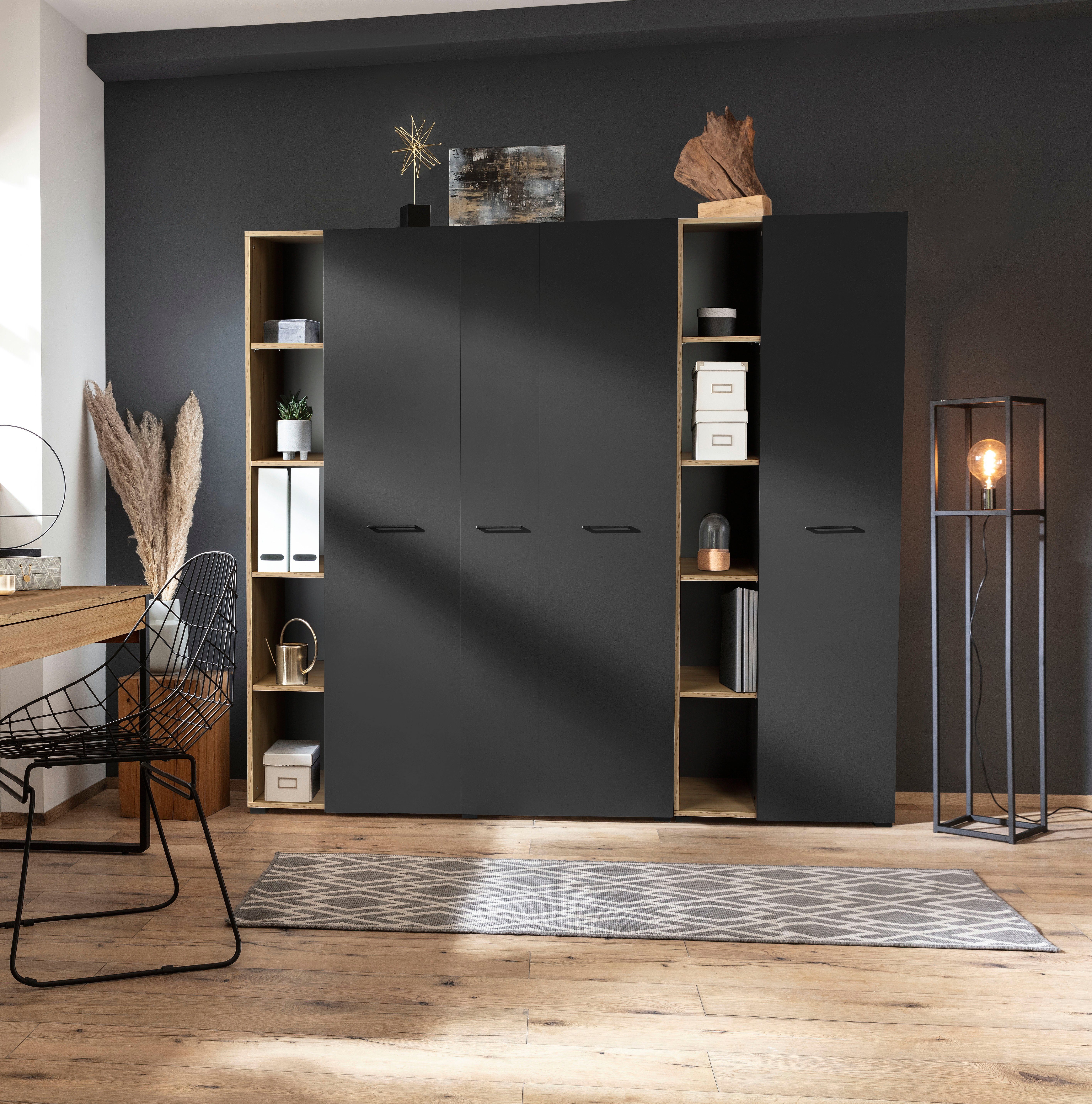 Style Maße: mit 64,5x41,5x175 moderner Stauraum Fächer Mehrzweckschrank, 5 Moid, Aktenschrank Places cm, of viel