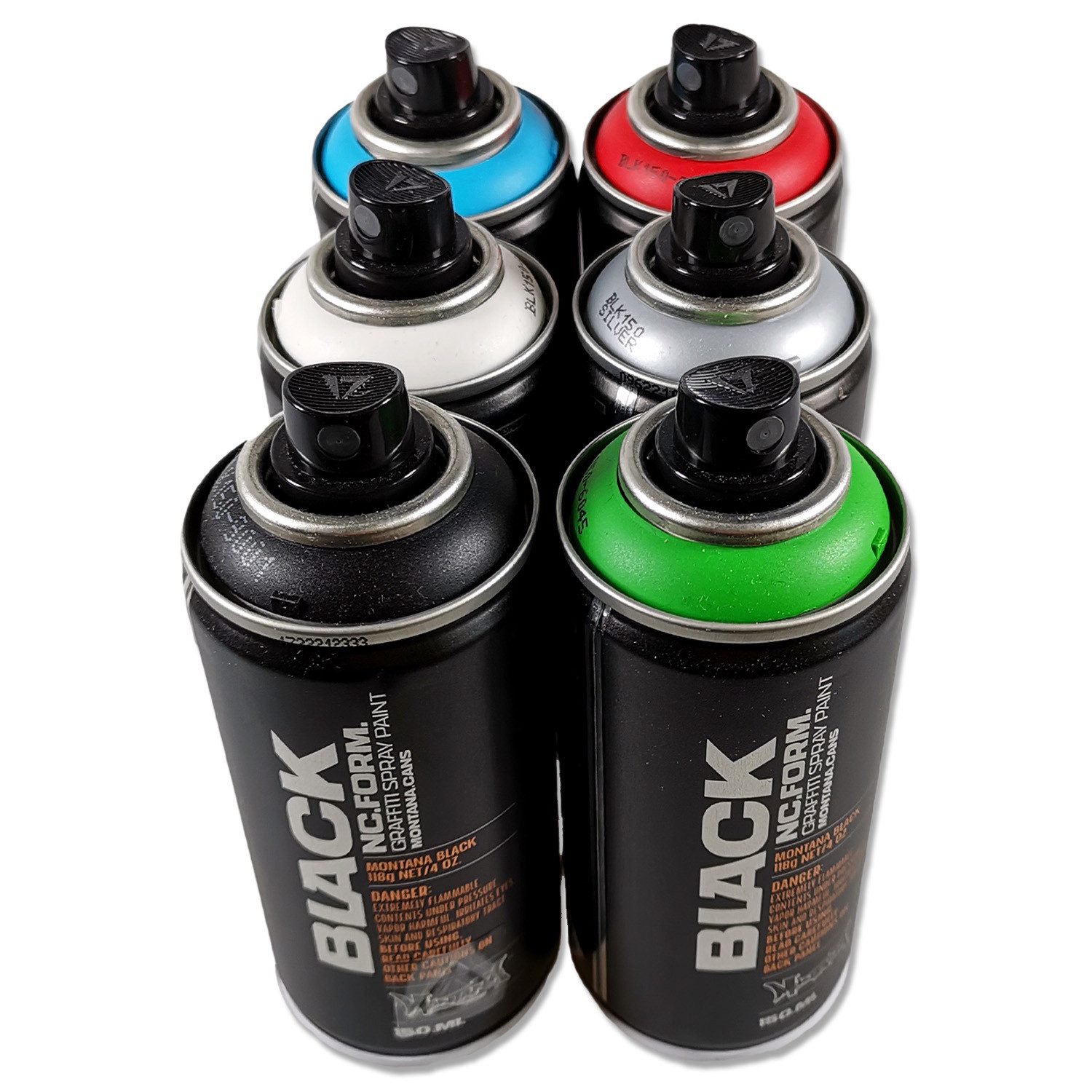 Montana Cans Sprühlack Sprühlack, Montana BLACK Mini, 6 Farben Set, 6x150ml