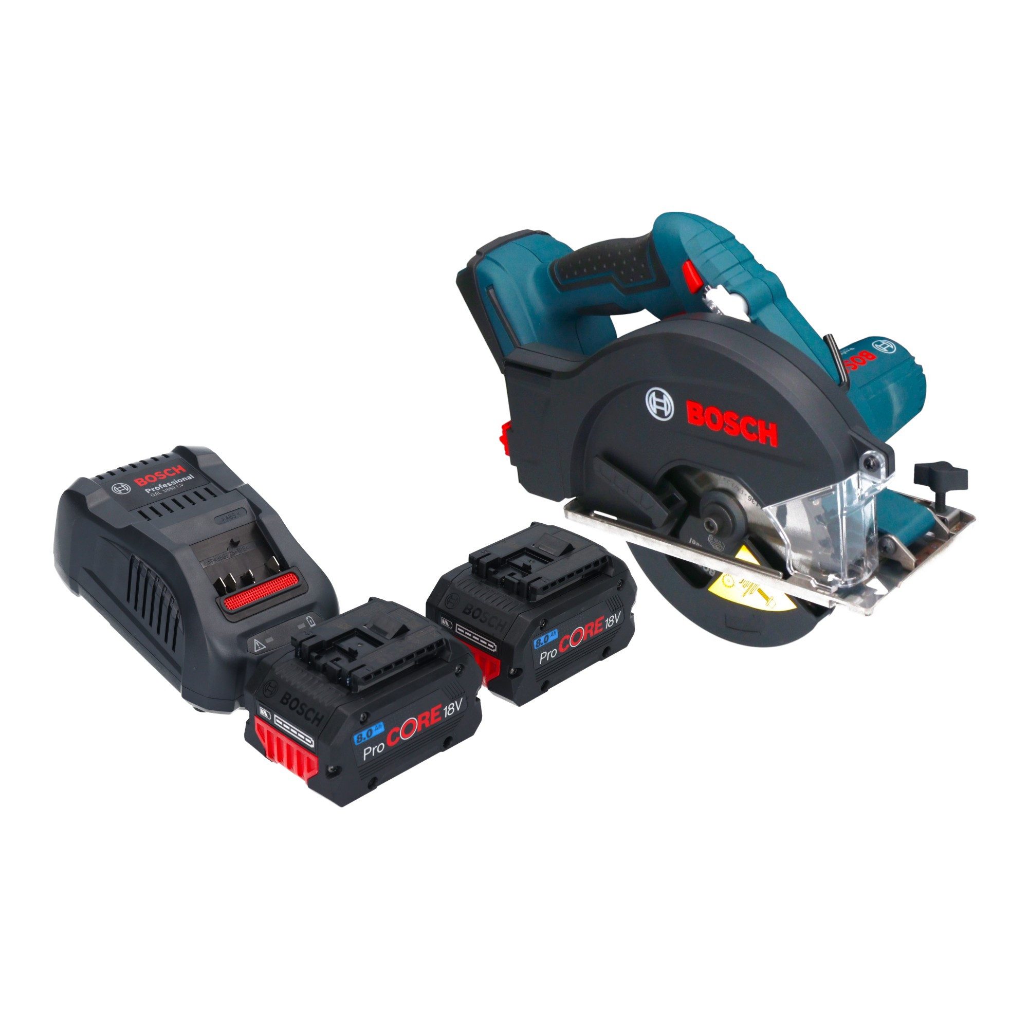 Bosch Professional Kompakt-Handkreissäge GKM 18V-50 Professional 18V 136mm + 2x ProCORE Akku 8,0Ah + Ladegerät
