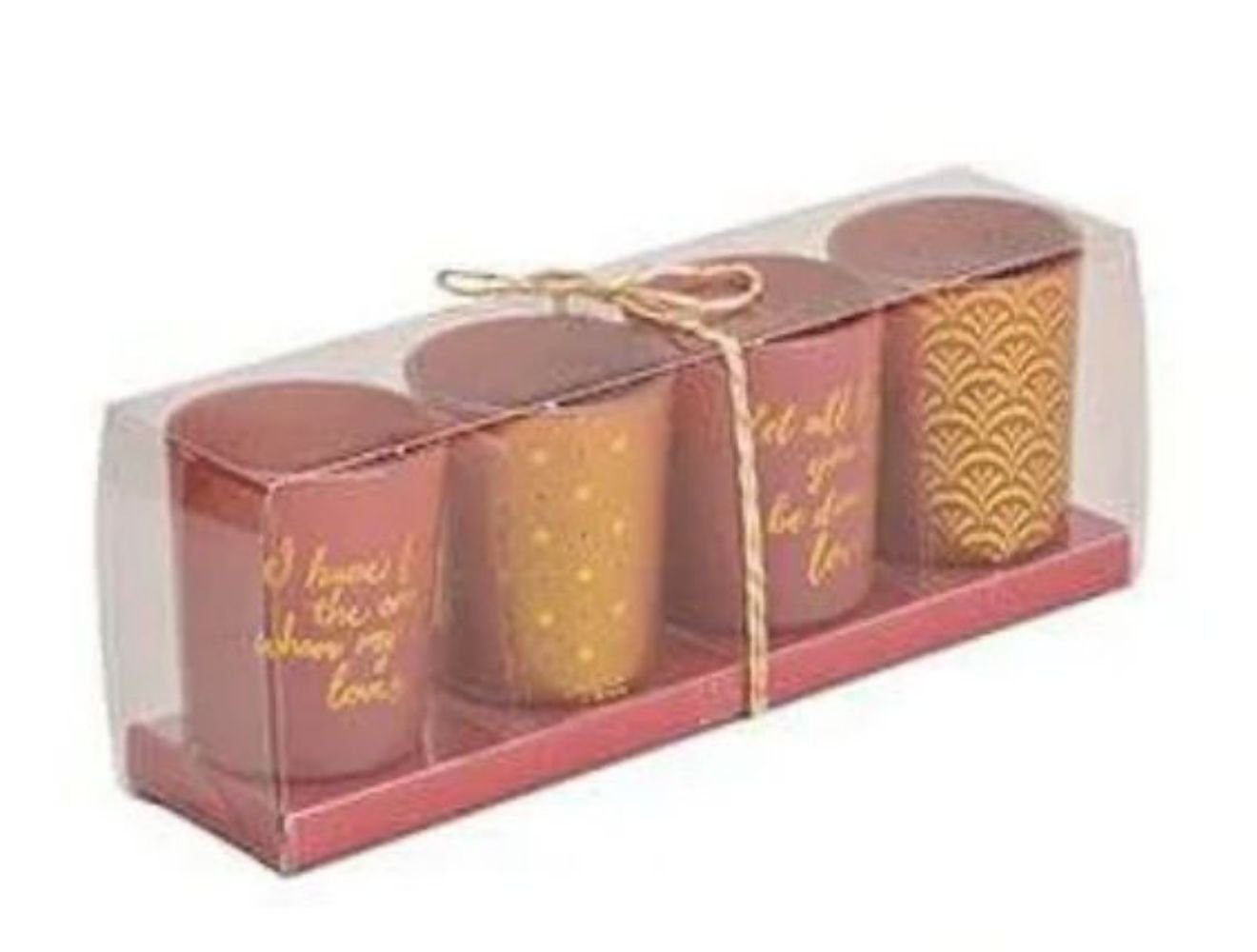 G. Wurm Kandelaber, 4er Set tolles Windlicht Teelicht Kerzenset in rot mit goldfarbe