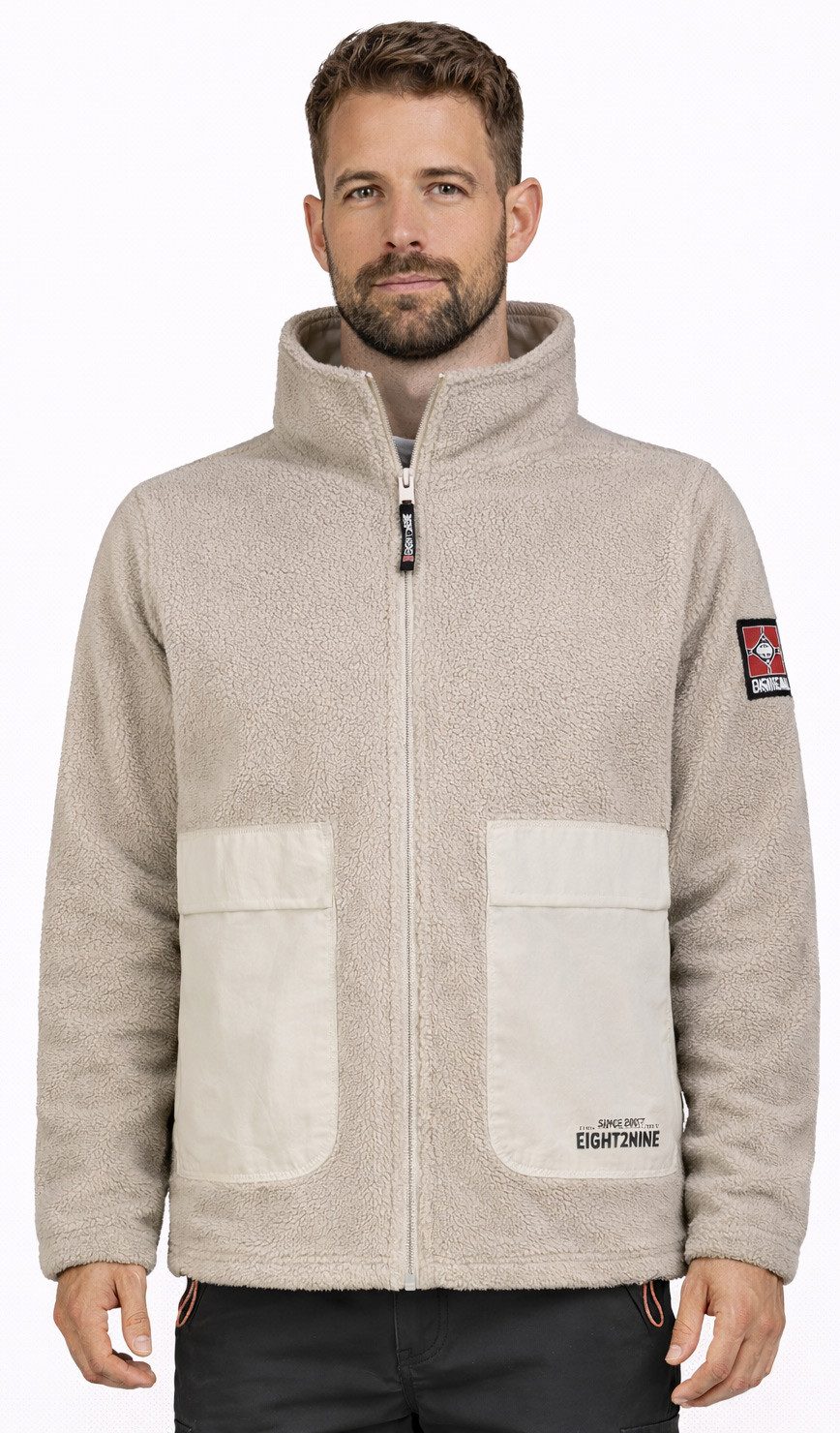 SUBLEVEL Fleecejacke Herren mit Teddyfleece Fleece Jacke Outdoor Freizeit