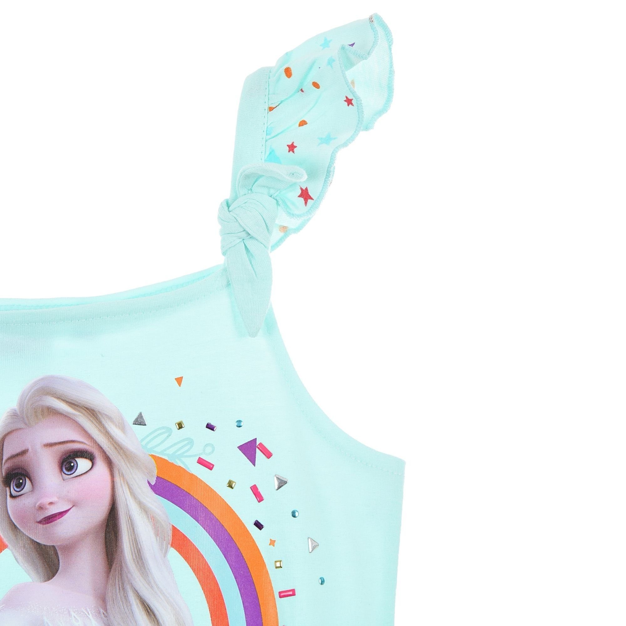 Mädchen - Jerseykleid Elsa Türkis Disney Gr. Unique Sommerkleid Be 104-128 cm Frozen